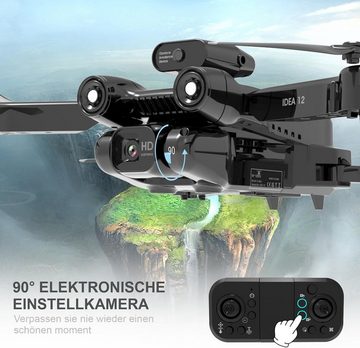 le-idea Geeignet für Anfänger mit 2 Kameras, 2 Batterien Drohne (1080P, Mit WIFI FPV Faltdrohnen, 360° Aktive Hindernisvermeidung Gürtel)