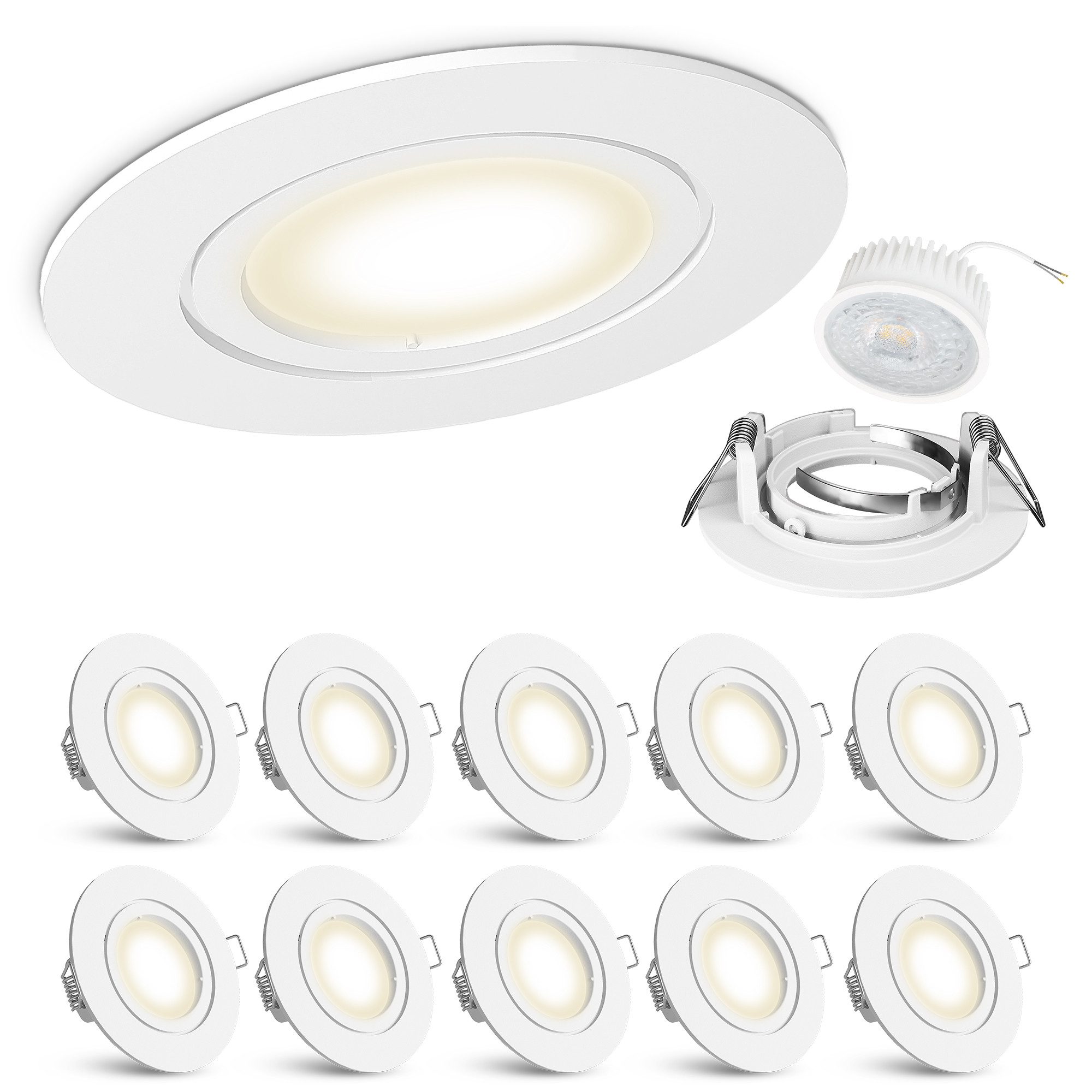 linovum LED Einbaustrahler 10x Einbauspot mit LED neutralweiss 5W Deckeneinbaustrahler Lampe Spot, Neutralweiß