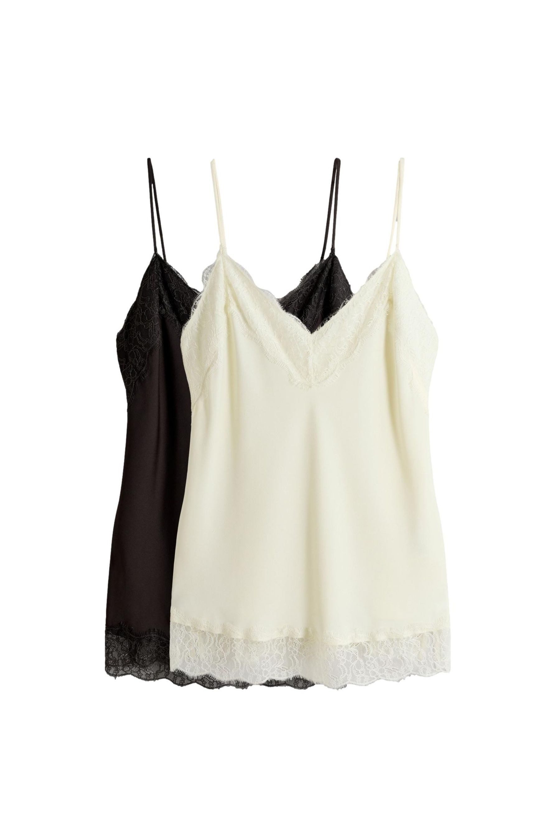 The Set Trägertop The Set Satin-Tops mit Spitze, 2er-Pack (2-tlg)