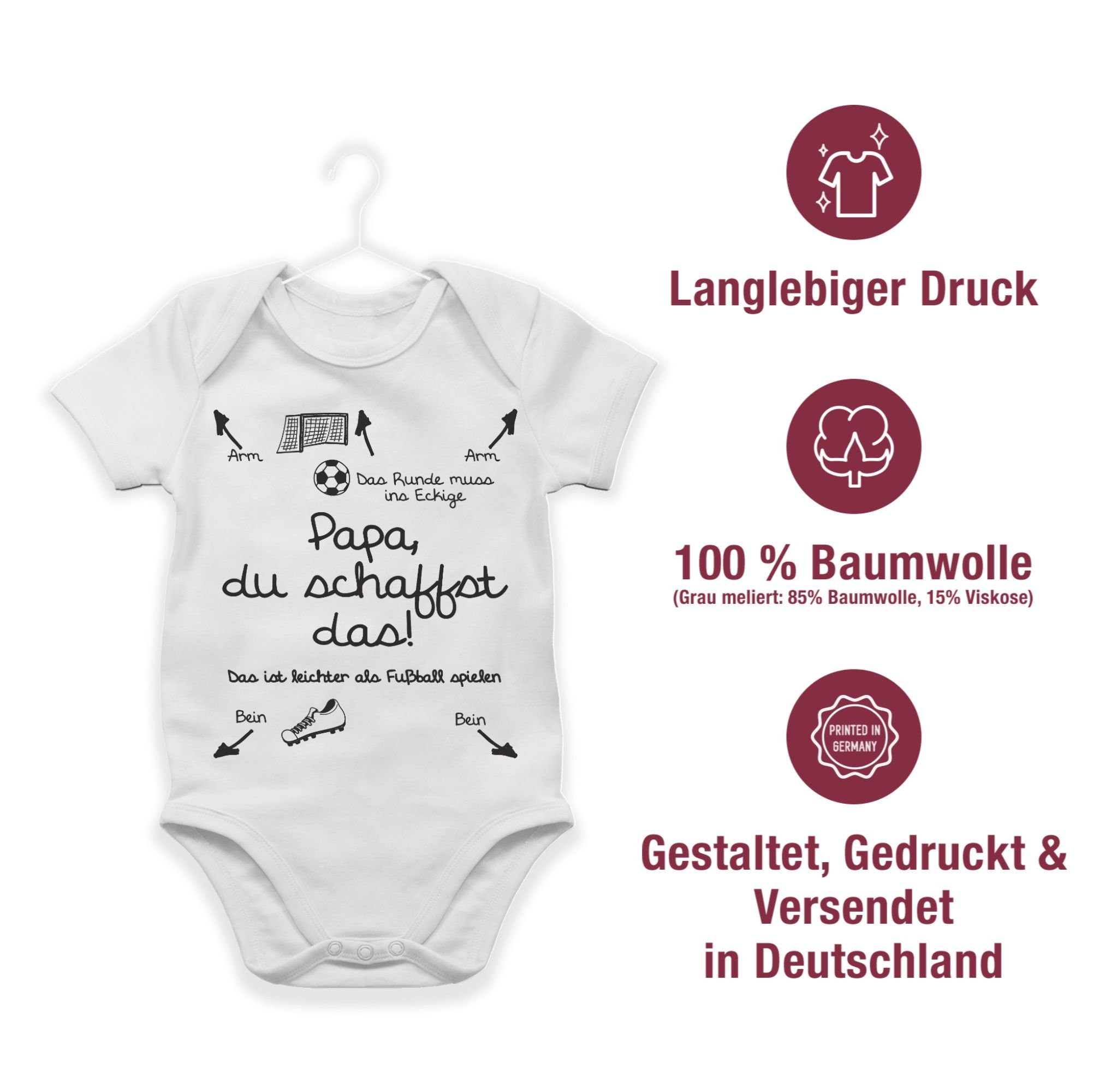 Fußball schwarz Papa Shirtracer Weiß Sprüche schaffst du Baby Shirtbody 1 - das