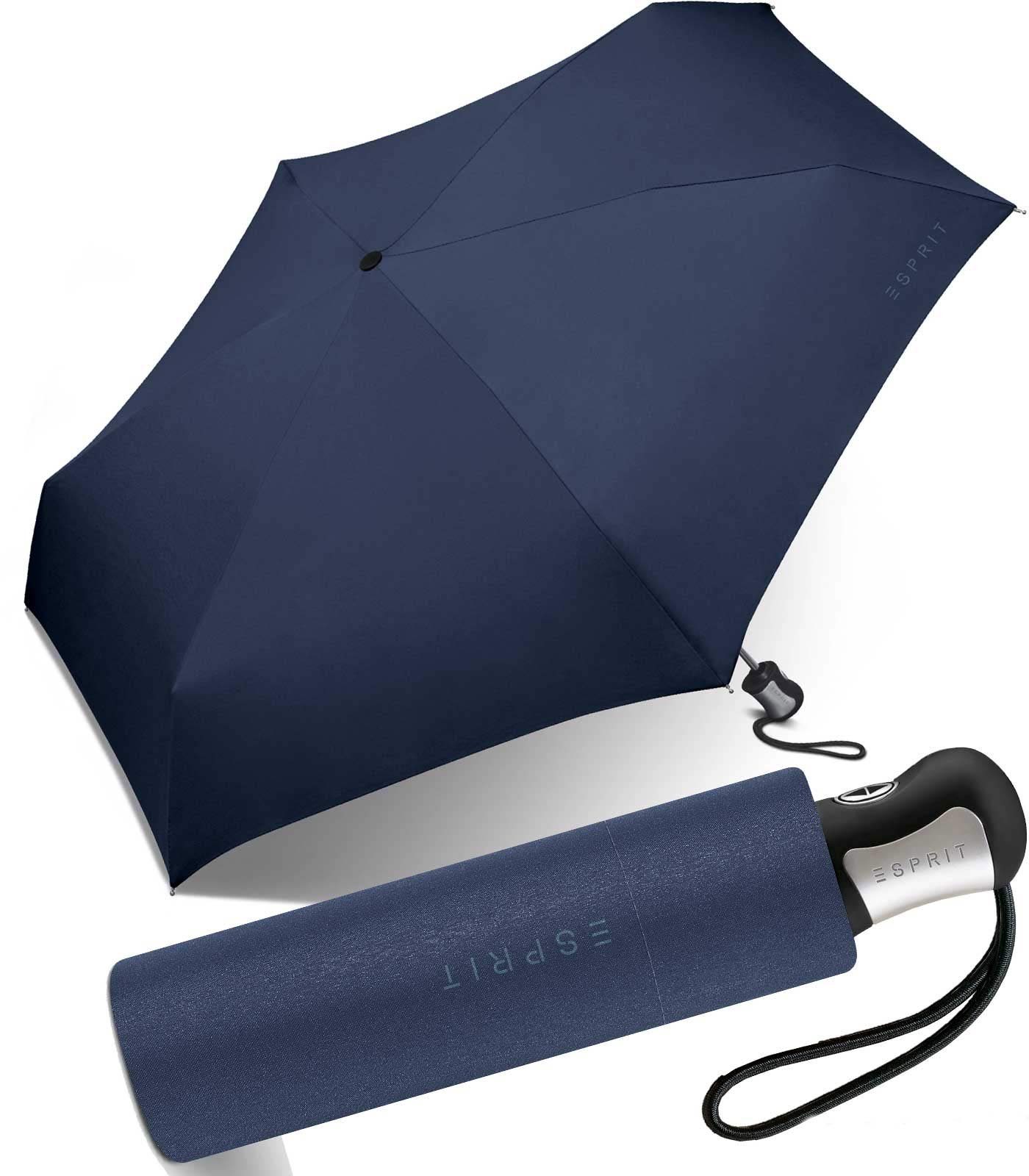 Esprit Langregenschirm schöner, kleiner Schirm für Damen Auf-Zu Automatik, in kräftigen, klassischen Farben - blau