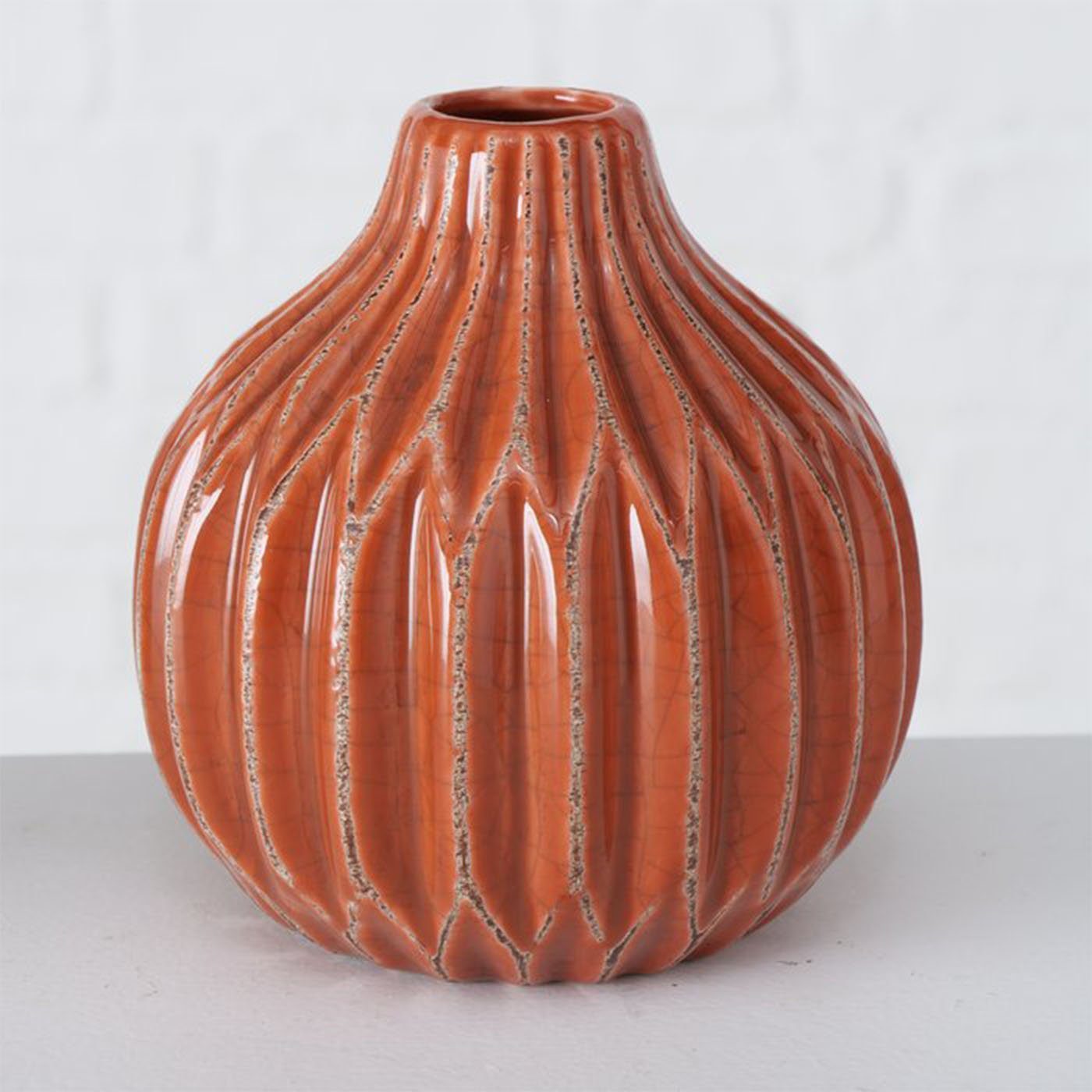 Shabby Blumenvase Chic 3er aus BOLTZE Keramik im Dekovase Orange im Set Look Vase