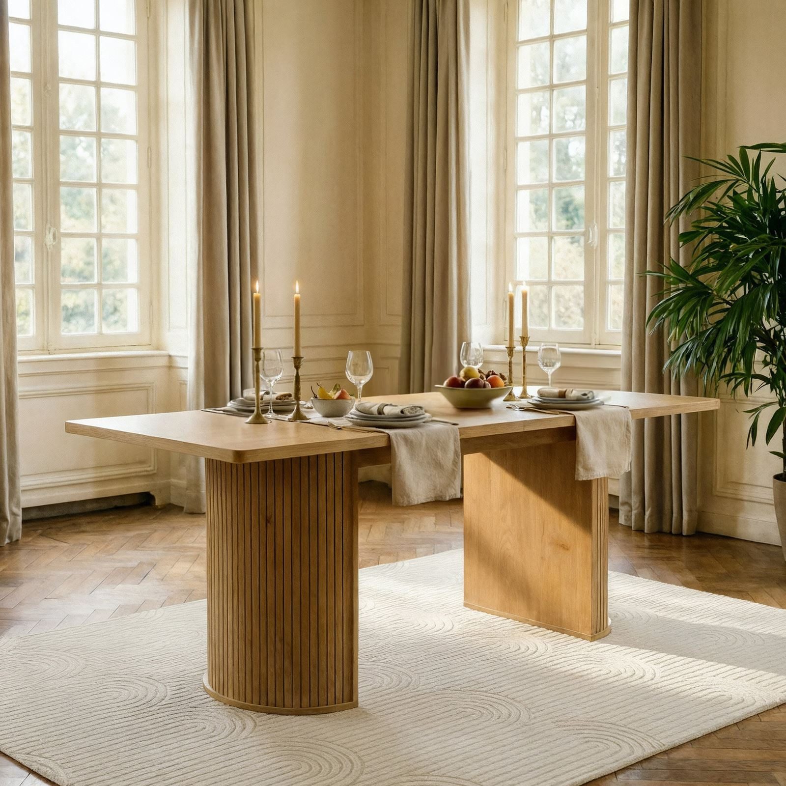 IDIMEX Esstisch GUARDA, Esszimmertisch 160x75cm mit Designfuß in Lamellenop günstig online kaufen