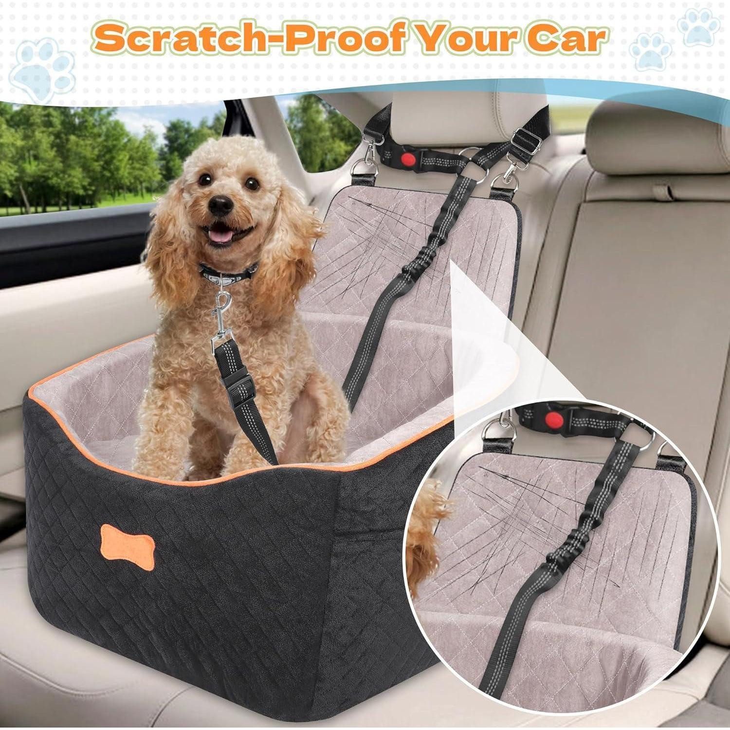 LuxusKollektion Hunde-Autositz Hundesitz Auto bis 16 kg, waschbar, höhenverstellbar, mit Gurt – Bild 5 von 5