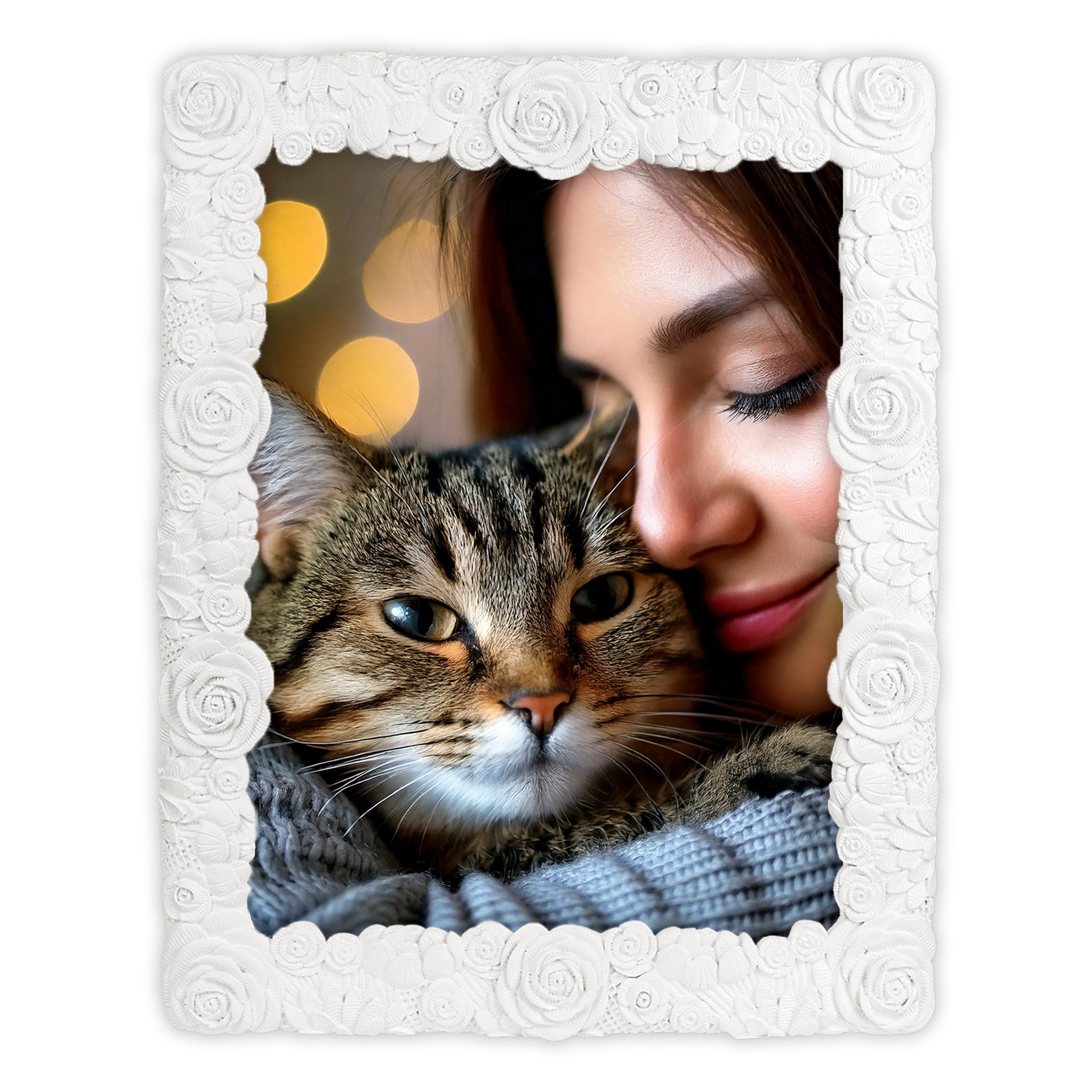 matches21 HOME & HOBBY Рамки Eleganter Рамки 15x20 cm aus Harz, mit 3D Rosendesign, (1 St), Weißer Fotorahmen zum hinstellen