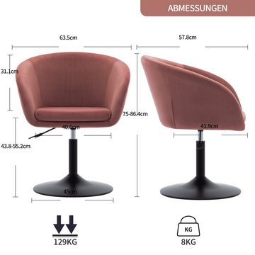 Duhome Loungesessel (WY440), Schminkstuhl Cocktailsessel Drehstuhl Höhenverstellbar mit Armlehne