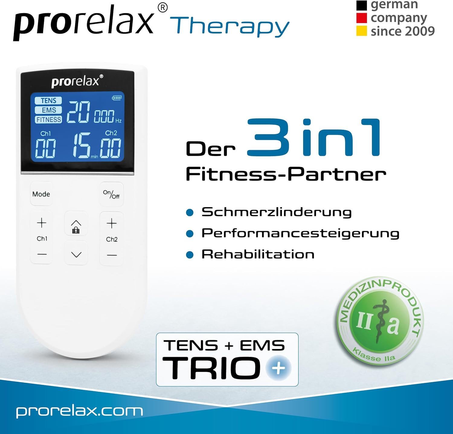 prorelax TENS-EMS-Gerät PRORELAX Elektrostimulationsgerät TENS/EMS Trio+ 10010 Reizstromgerät