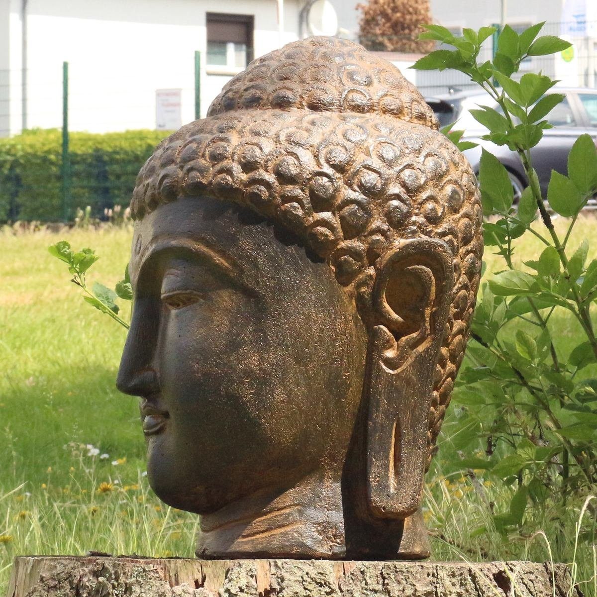 Herstellung im (1 Handarbeit Galerie Gartenfigur traditionelle Oriental cm 50 in Finish Buddha Dekofigur Kopf St), Ursprungsland Antik