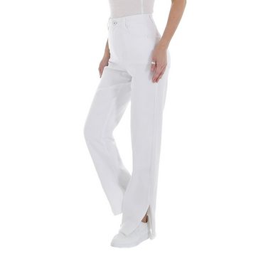 Ital-Design Straight-Jeans Damen Freizeit Stretch High Waist Jeans in Weiß