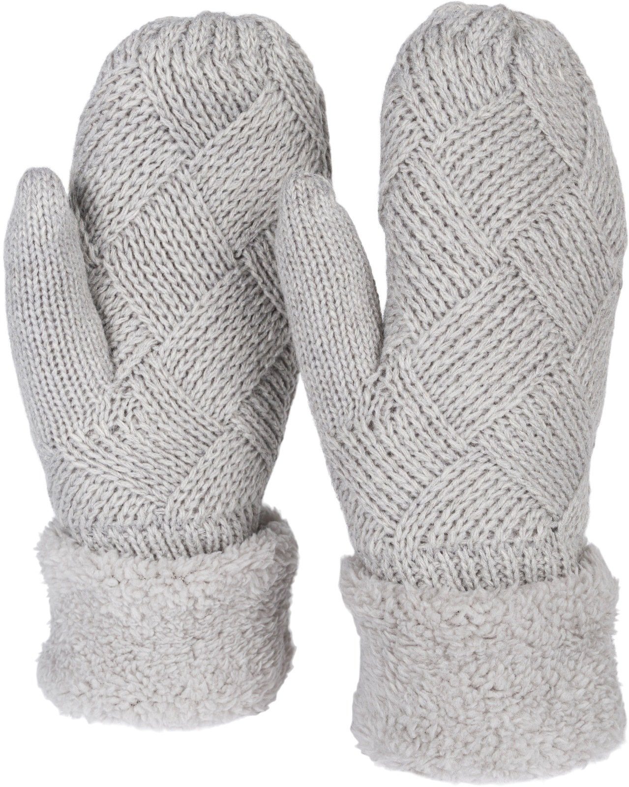 styleBREAKER Fäustlinge Strickhandschuhe Fäustlinge mit Rauten Muster und Fleece (1-St)