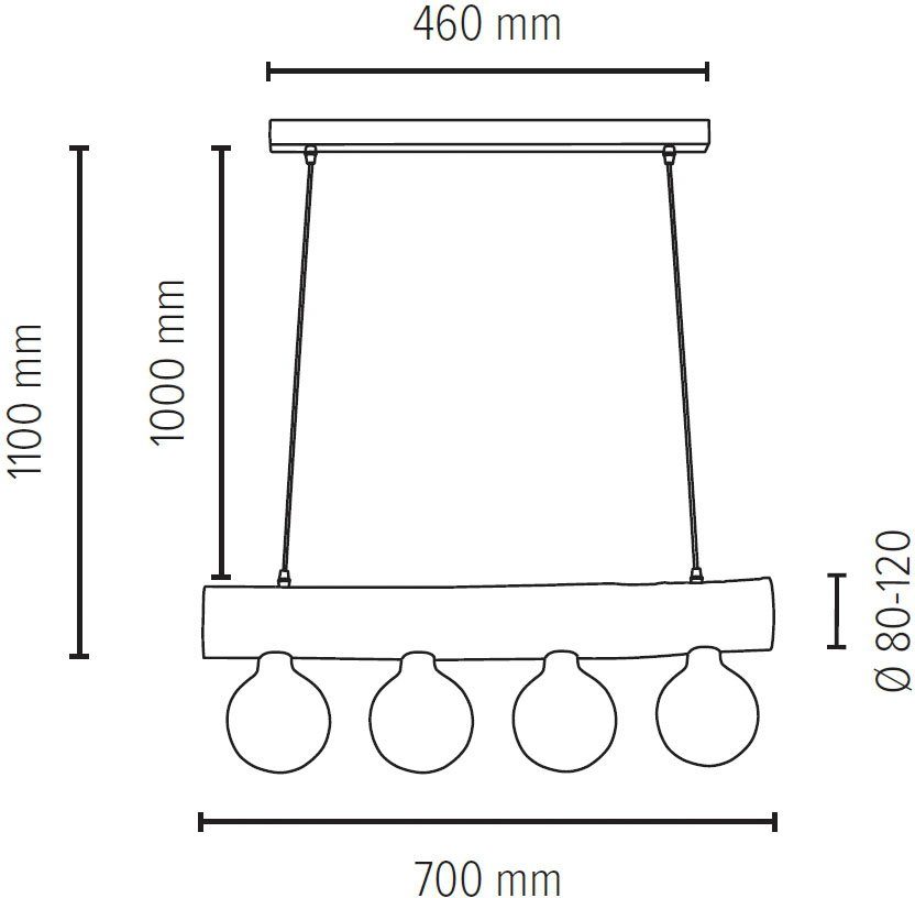 SIMPLE, SPOT Kiefernholz Hängeleuchte, 8-12 Light Ø TRABO Holzbalken massivem aus cm wechselbar, Pendelleuchte Leuchtmittel