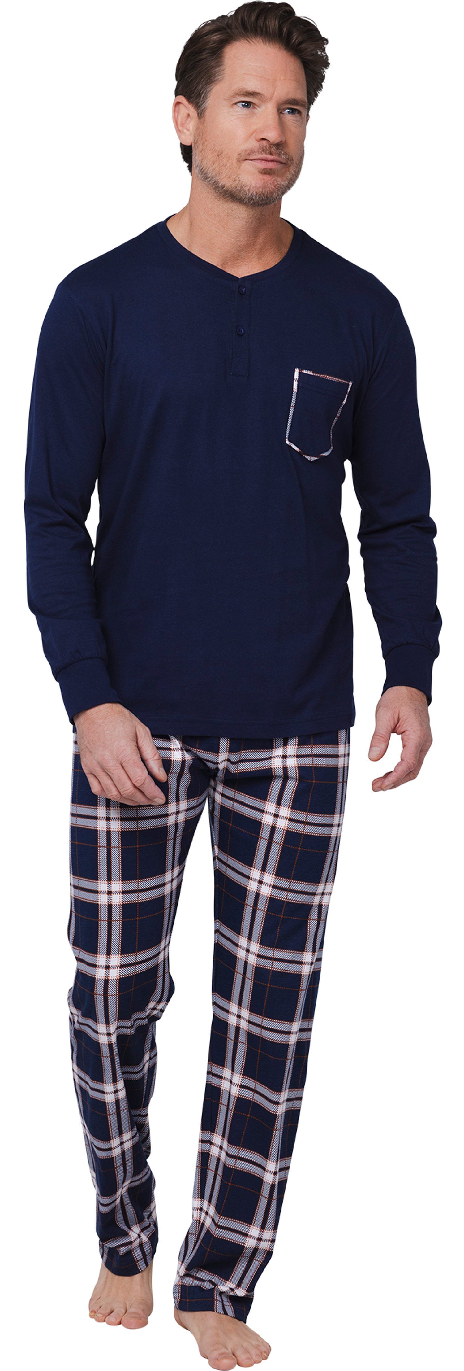 Schlafanzug Herren Pyjama lang