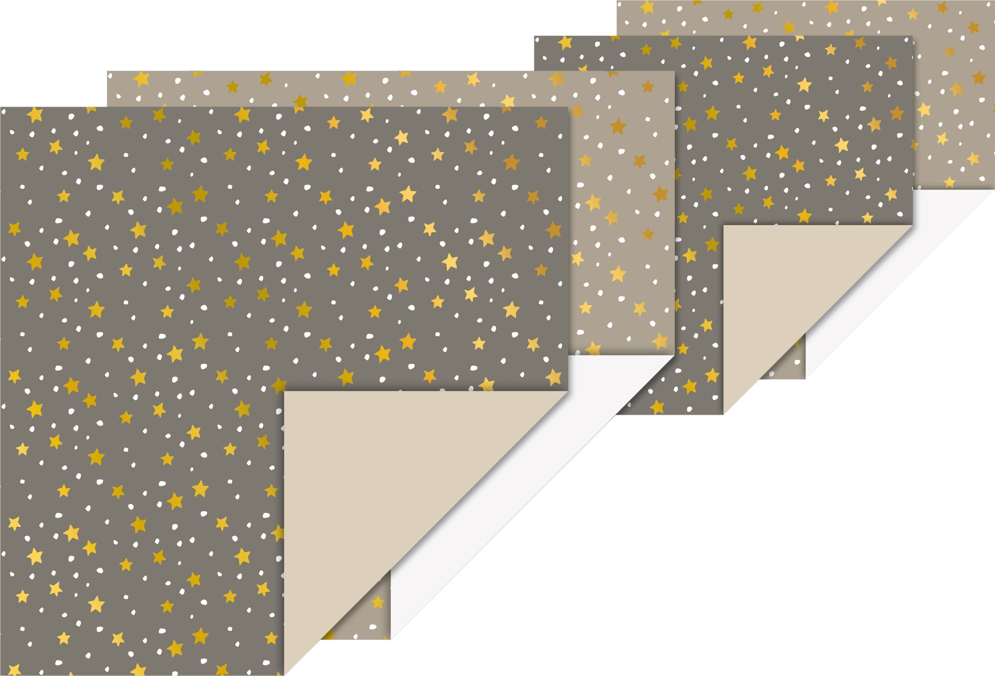 Heyda Bastelkartonpapier Faltblätter-Set „Sterne“, 20×20 cm 80 g/m² stone grey