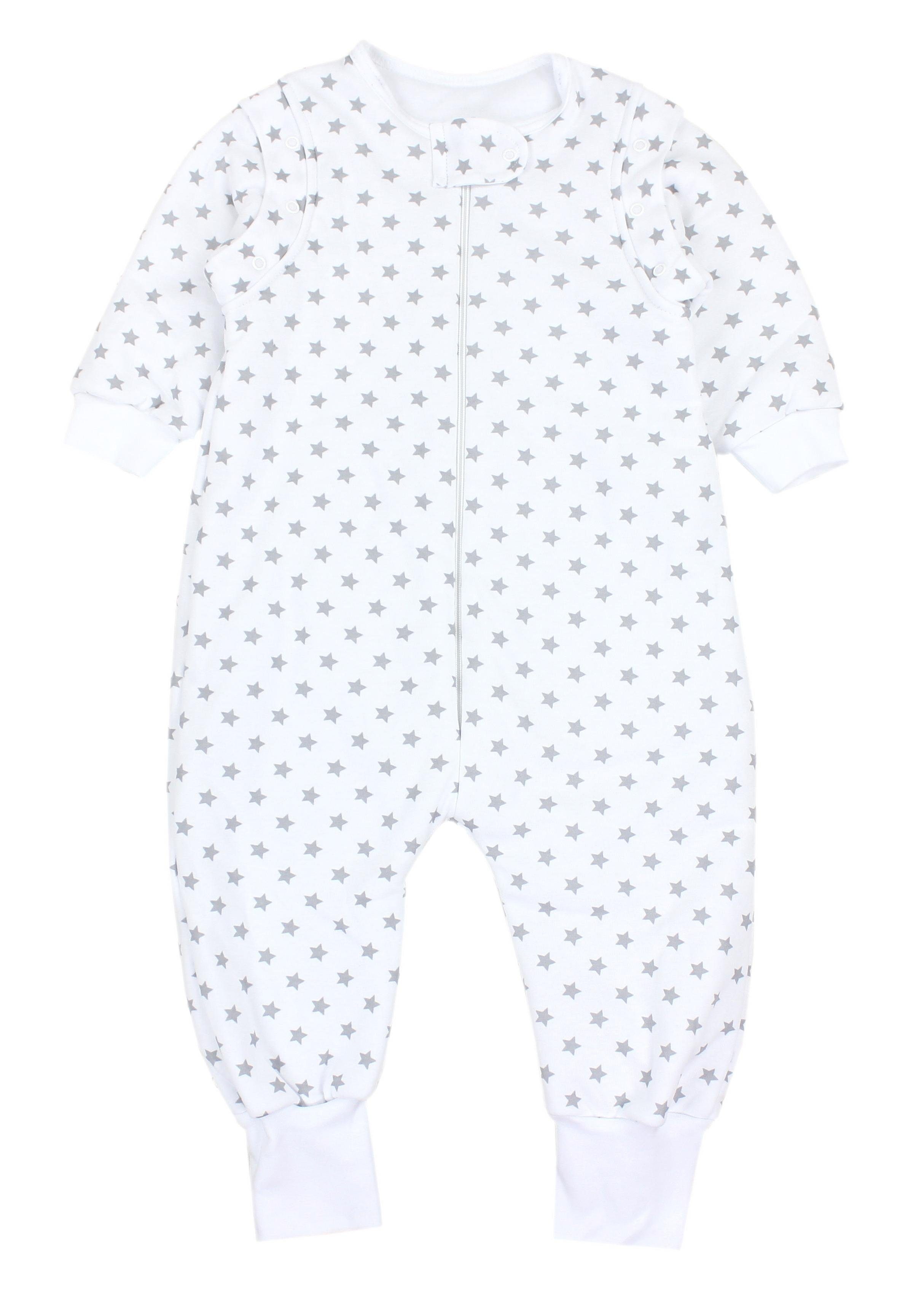 TupTam Babyschlafsack mit Beinen und Ärmel Winter OEKO-TEX zertifiziert Unisex Sternchen Weiß/Grau