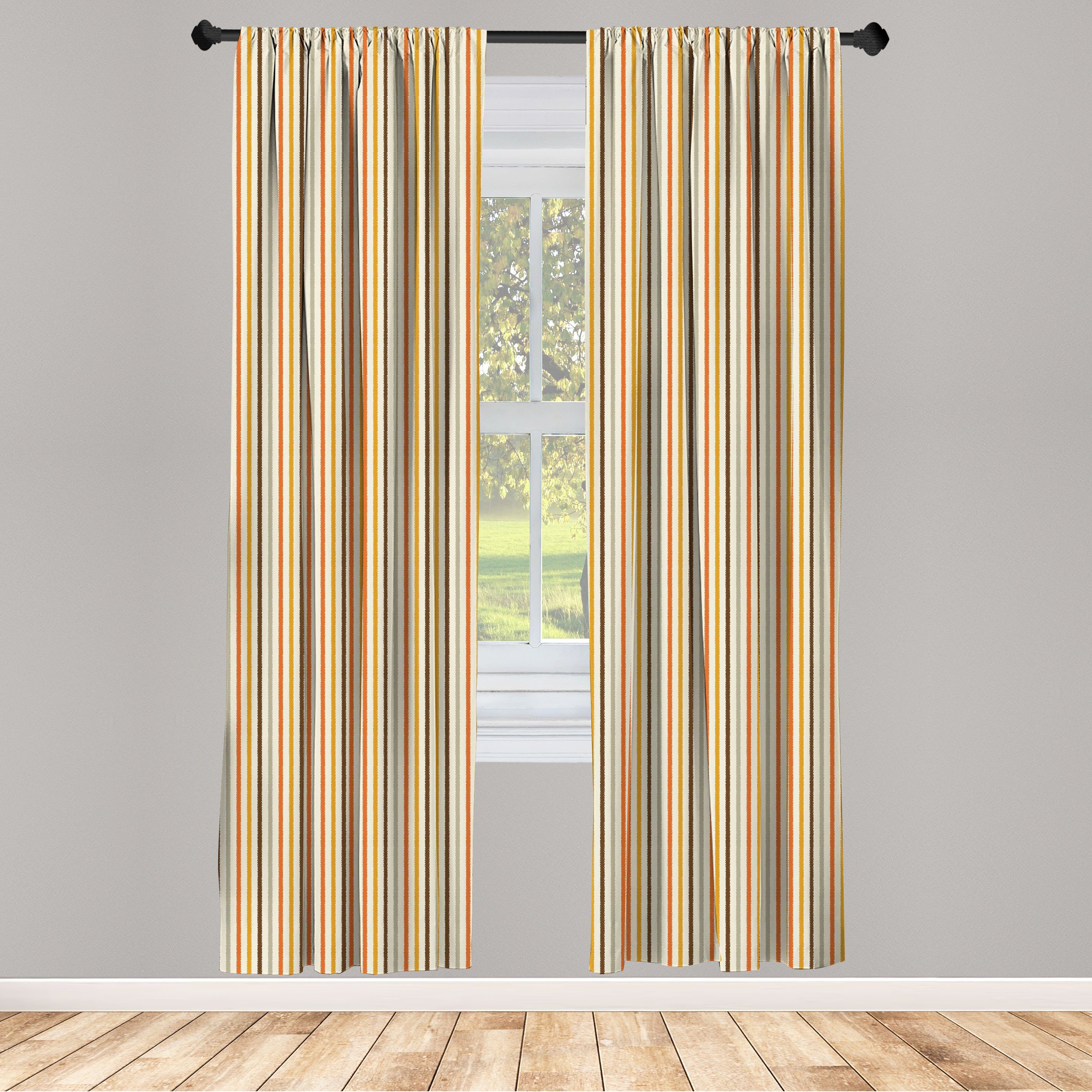 Gardine Vorhang für Wohnzimmer Schlafzimmer Dekor, Abakuhaus, Microfaser, Retro Bunte Fashion Stripes