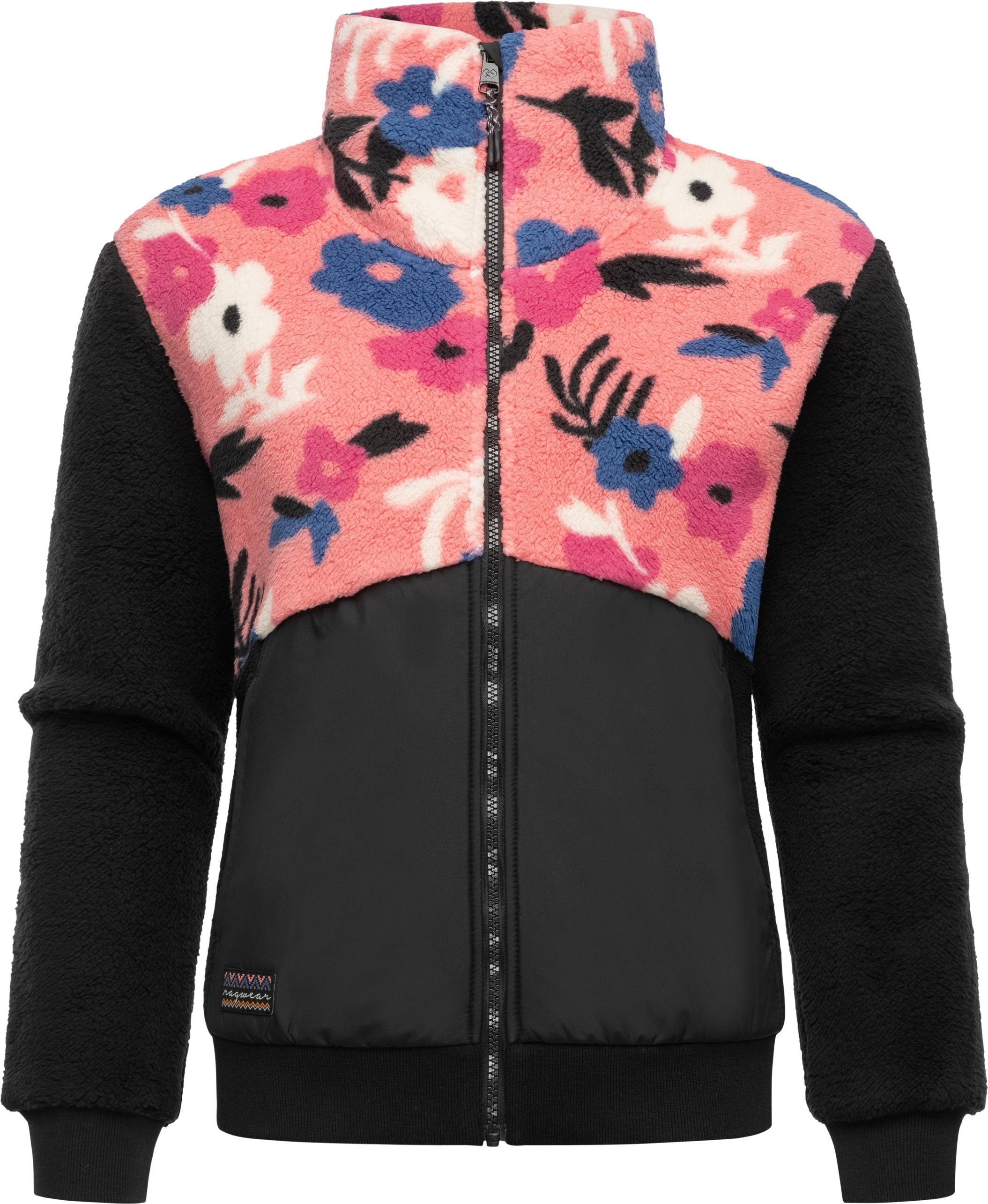 Ragwear Fleecejacke Madaras Flower Flauschige Damen Übergangsjacke aus Teddyfleece