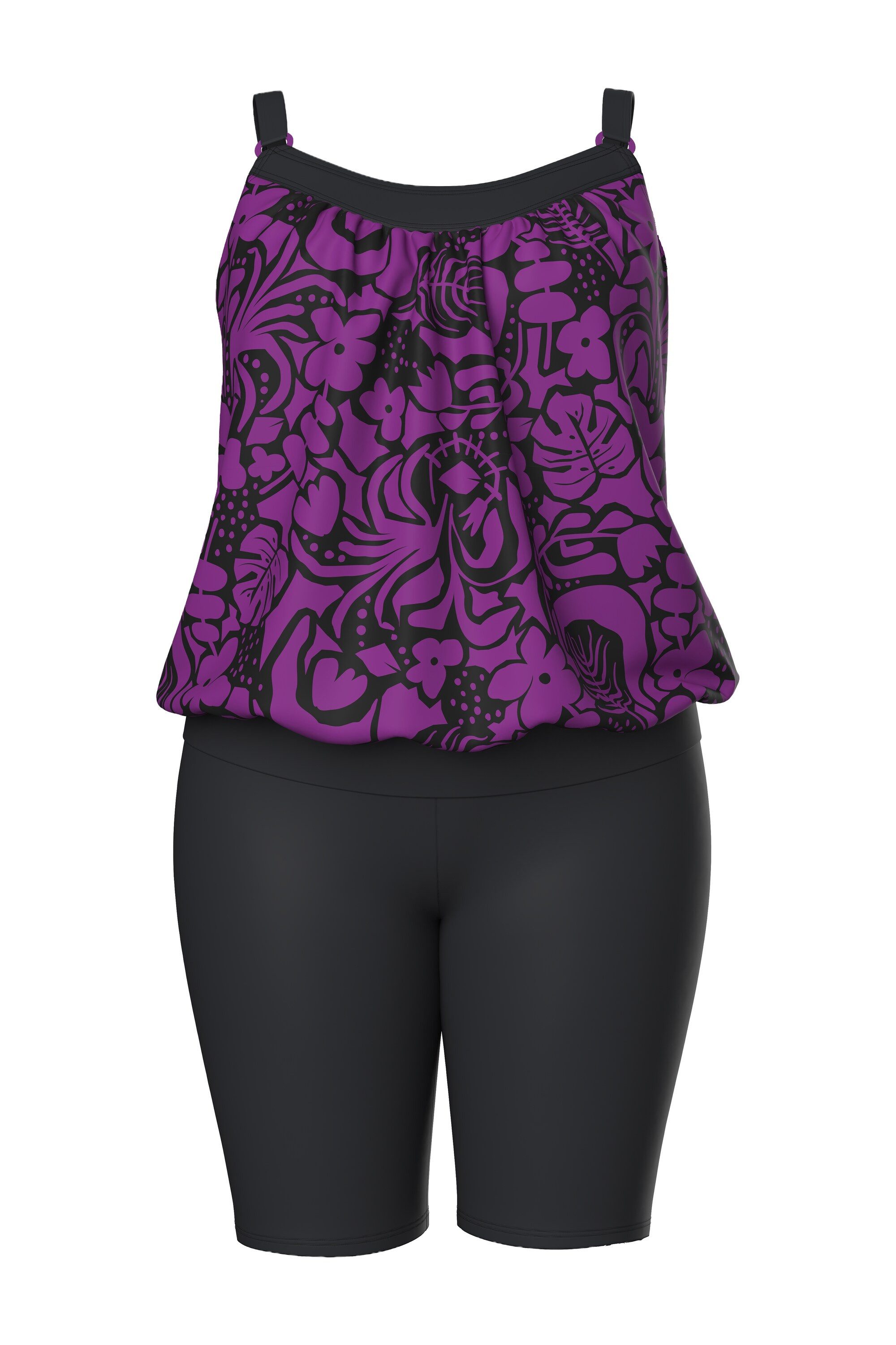 Ulla Popken Soft-BH Tankini mit Shorts Blüten Softcups