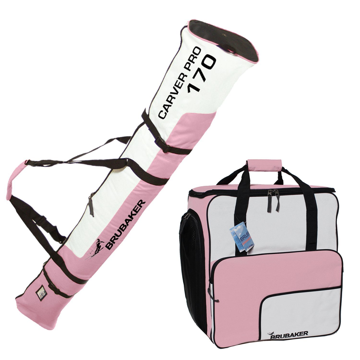 BRUBAKER Sporttasche Carver Pro Skitasche Kombi Set (2-tlg., reißfest und nässeabweisend), Skisack und Skischuhtasche für 1 Paar Ski