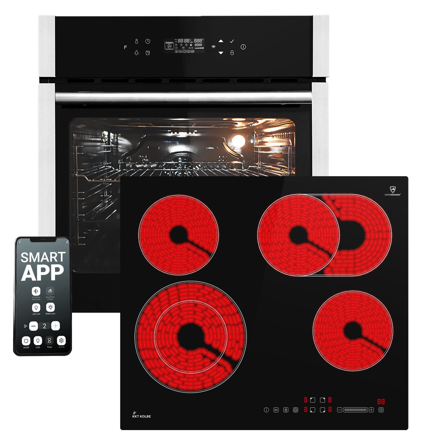 KKT KOLBE Backofen-Set Backofen und Kochfeld SET8313HCCH59RL, mit Teleskopauszug, DampfClean, Herdset / Heißluft / Einbaubackofen / Kochmulde / WIFI