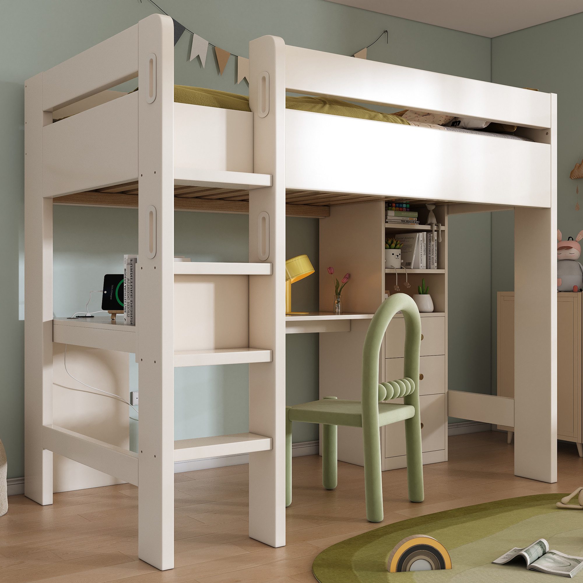 TavilaEcon Hochbett Kinderbett mit L-förmigem Schreibtisch, günstig online kaufen