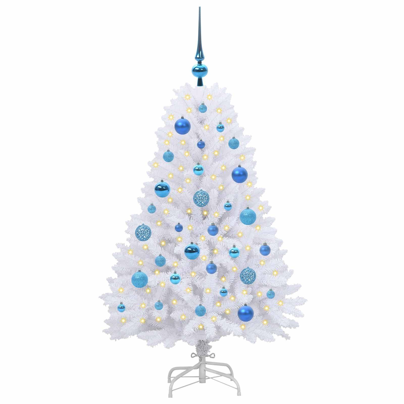 vidaXL Künstlicher Weihnachtsbaum Künstlicher klappbarer Weihnachtsbaum Weiß 120 cm PVC und Stahl