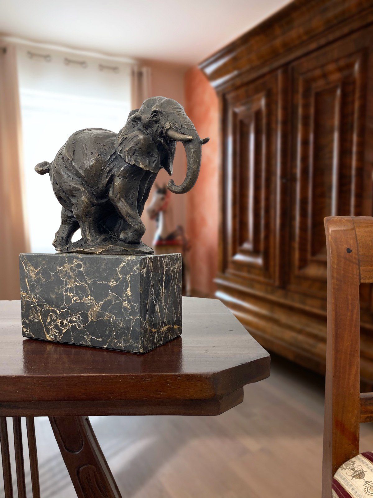 Skulptur Bronze Elefant im Figur Bronzefigur Aubaho Bronzeskulptur 21cm Antik-Stil