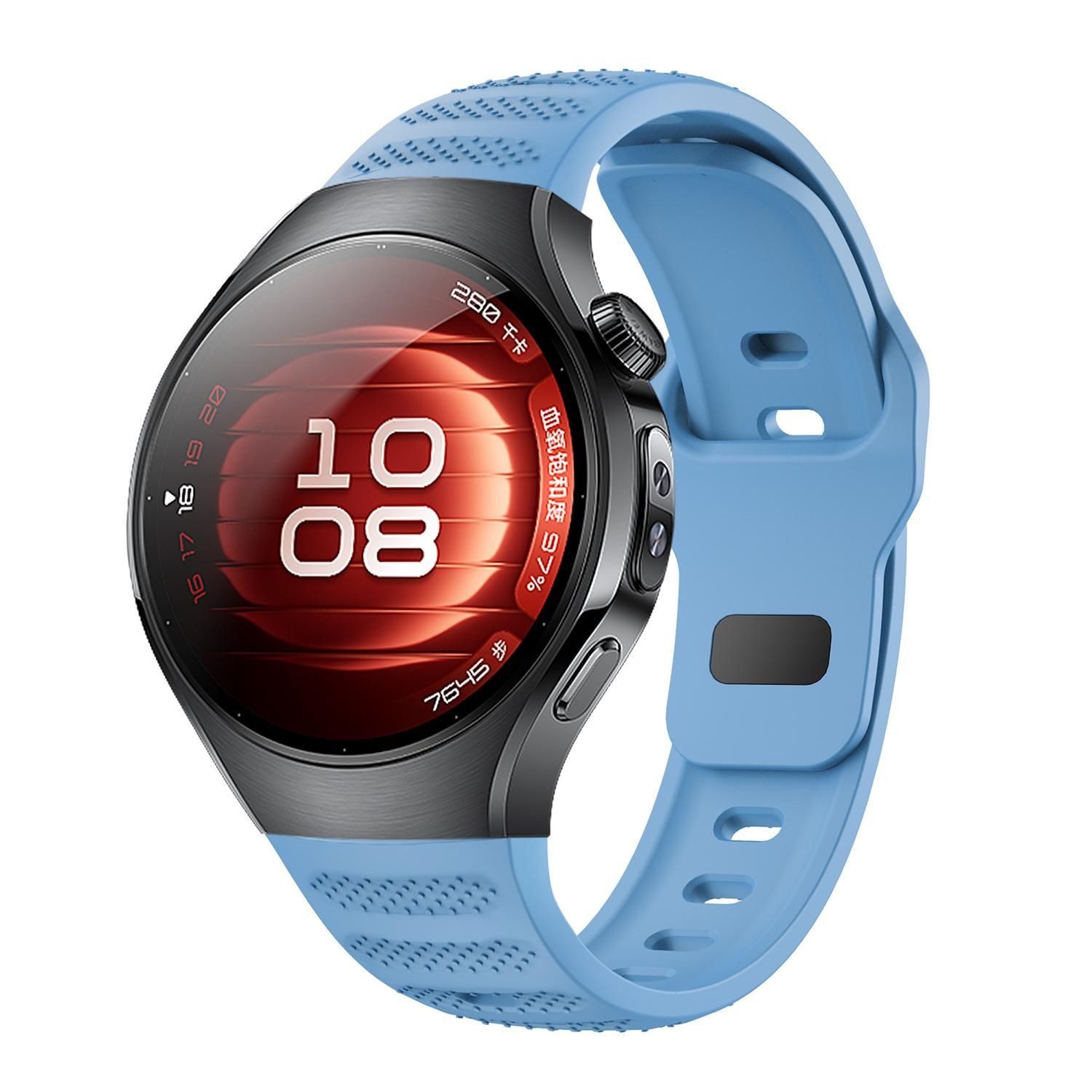 Wigento Smartwatch-Armband Für Huawei Watch 5 46mm Punktmuster Design Silikon Ersatz Armband Blau, Silikon Armband mit Punktstruktur