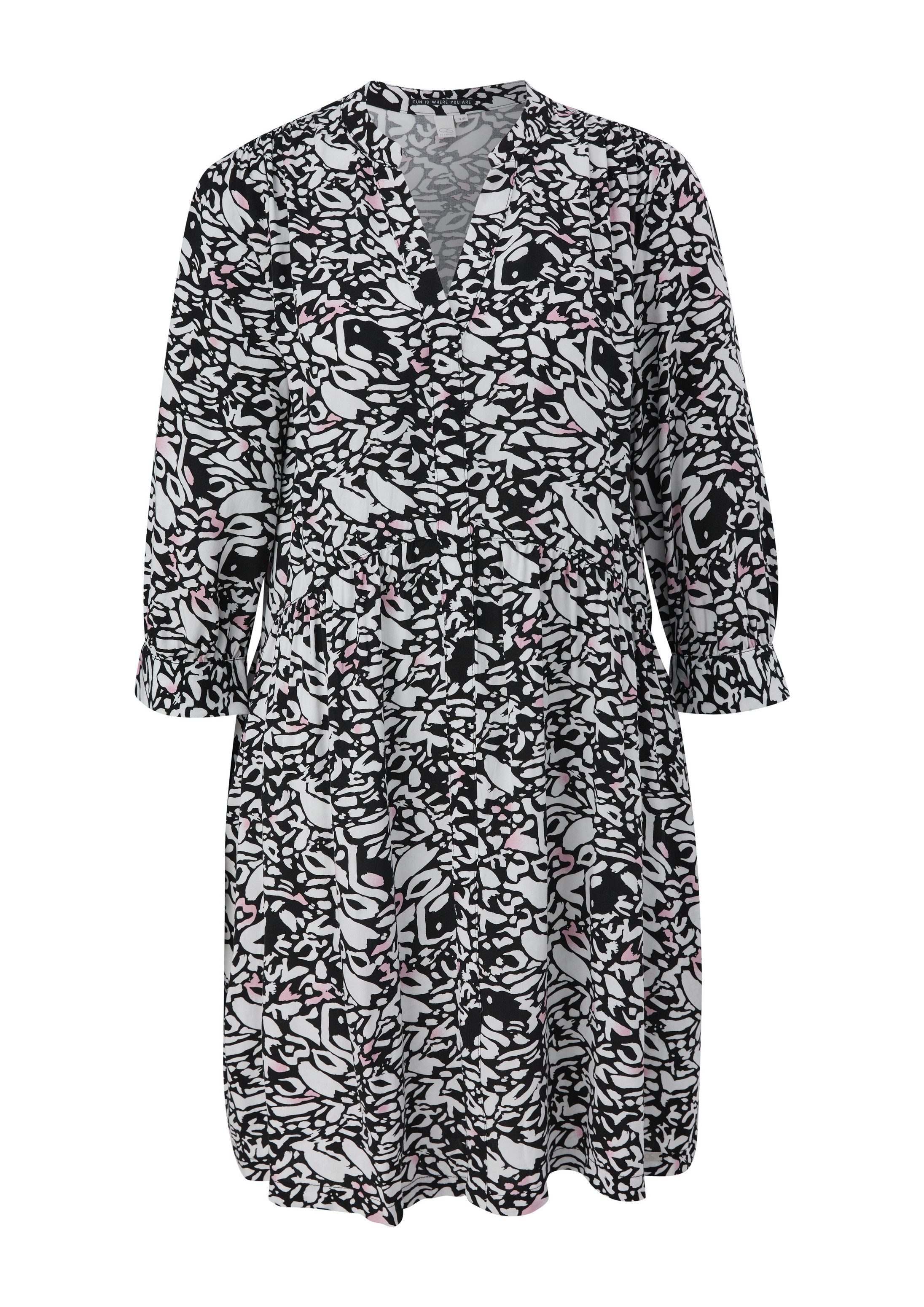 QS Minikleid Kleid Viskosekleid mit All-over-Print