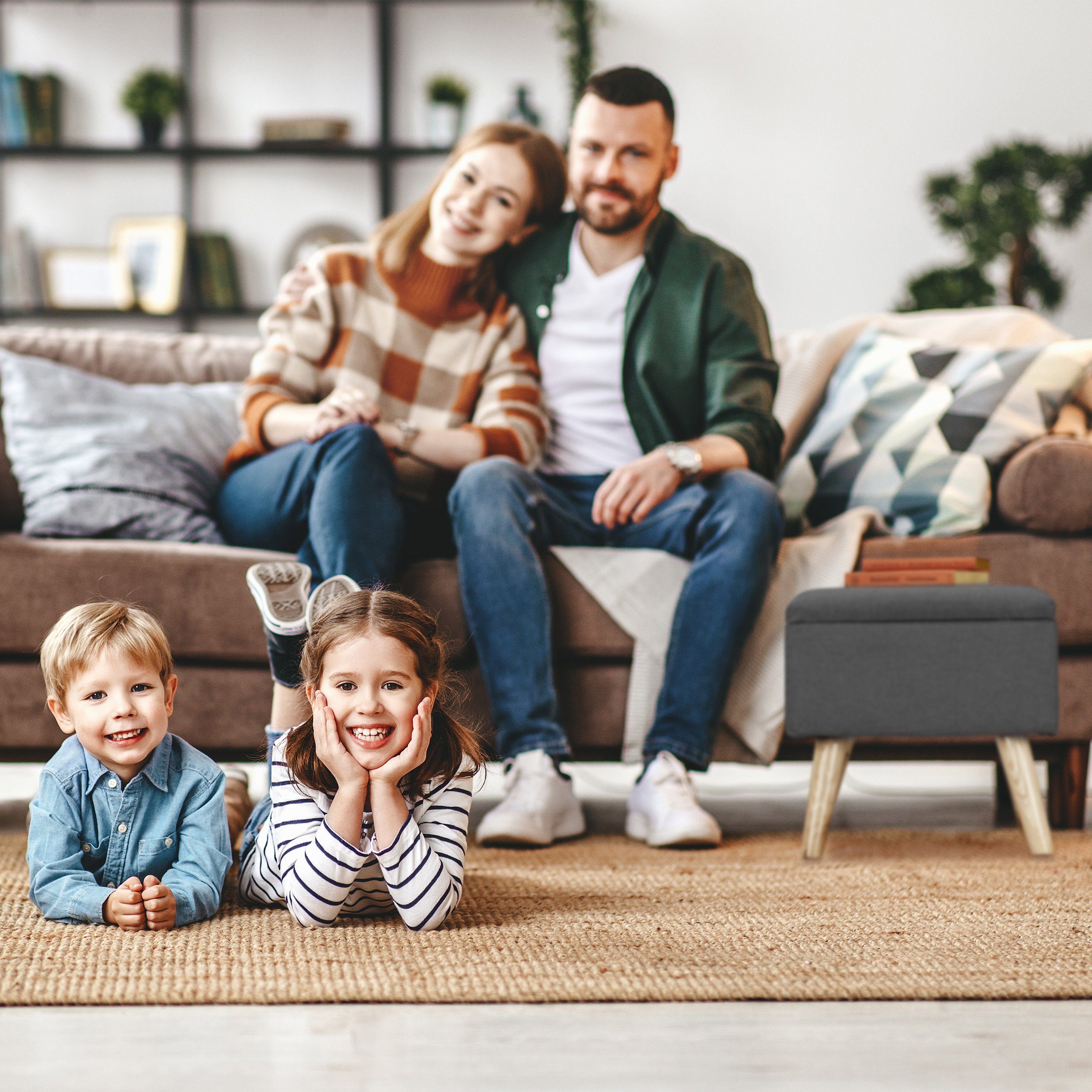relaxdays Stauraumhocker Hocker mit Stauraum, Grau günstig online kaufen