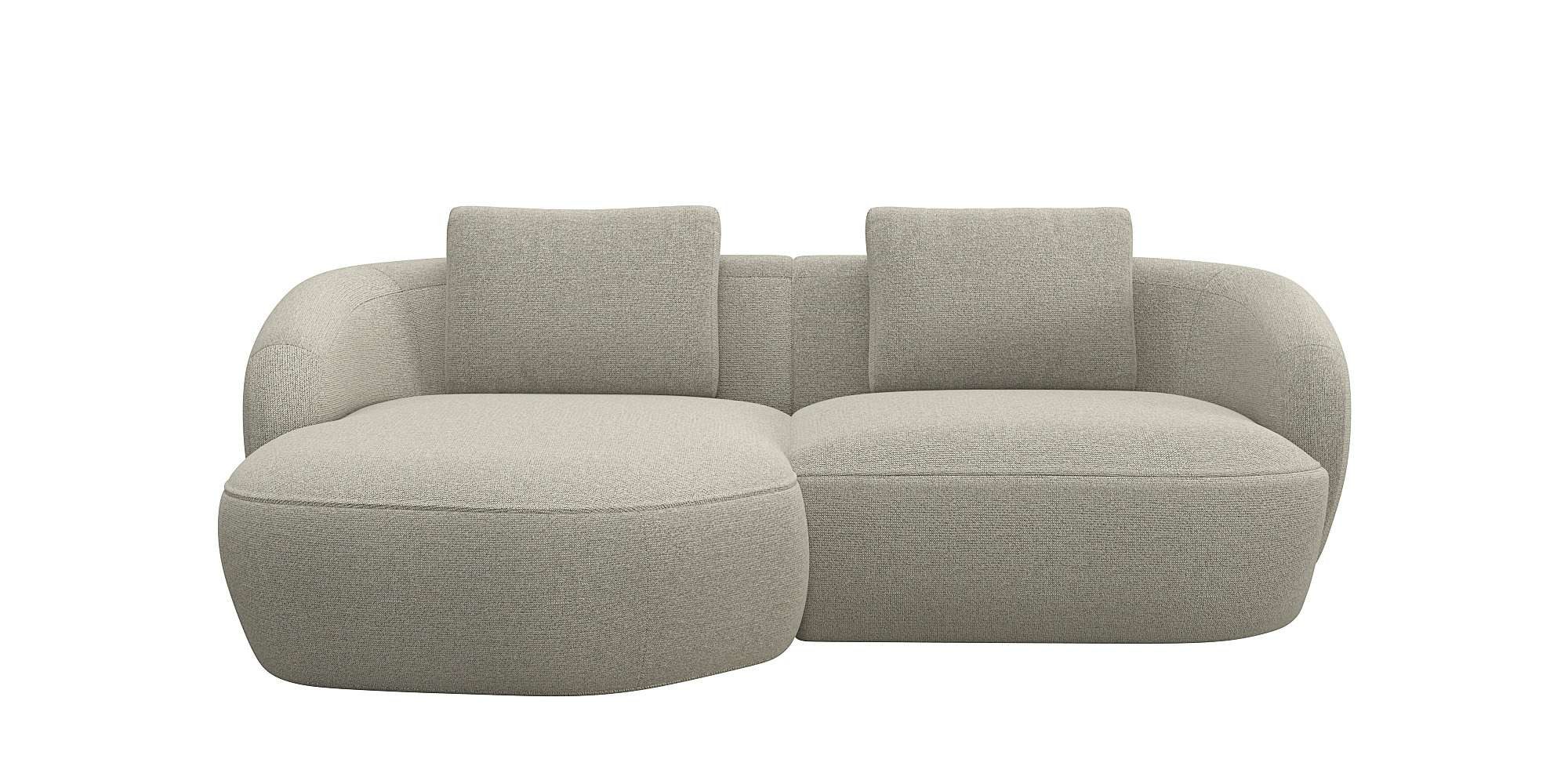 FLEXLUX Wohnlandschaft Torino, rund, L-Form, Sofa-Ecke mit Recamiere, Longchair-Sofa, Modernes, organisches Sofa-Design, Kaltschaum, Wellenunterfederung