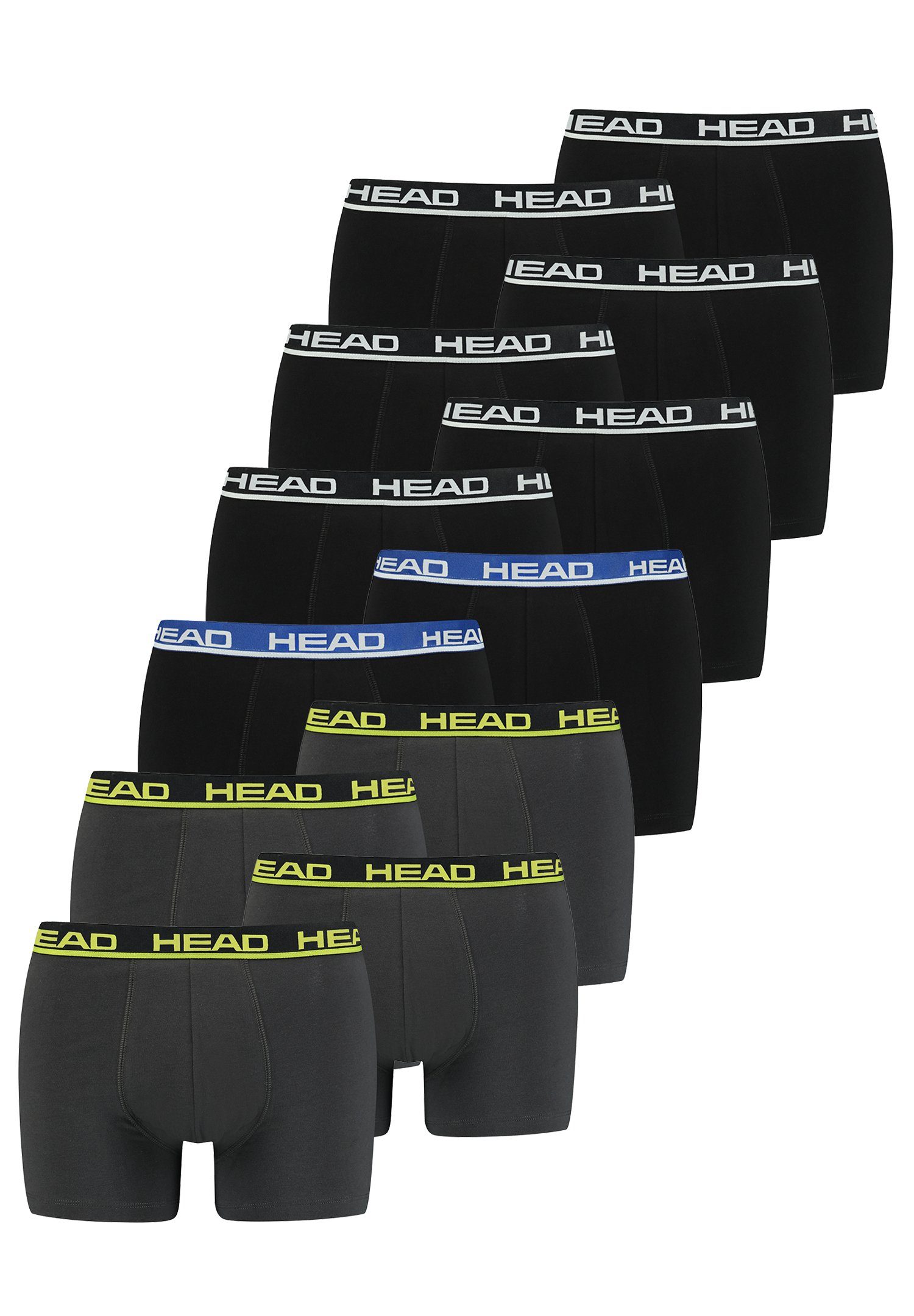 Head Boxershorts Head Basic Boxer 12P (Spar-Set, 12-St., 12er-Pack) Black/Black Blue/Phantom Lime