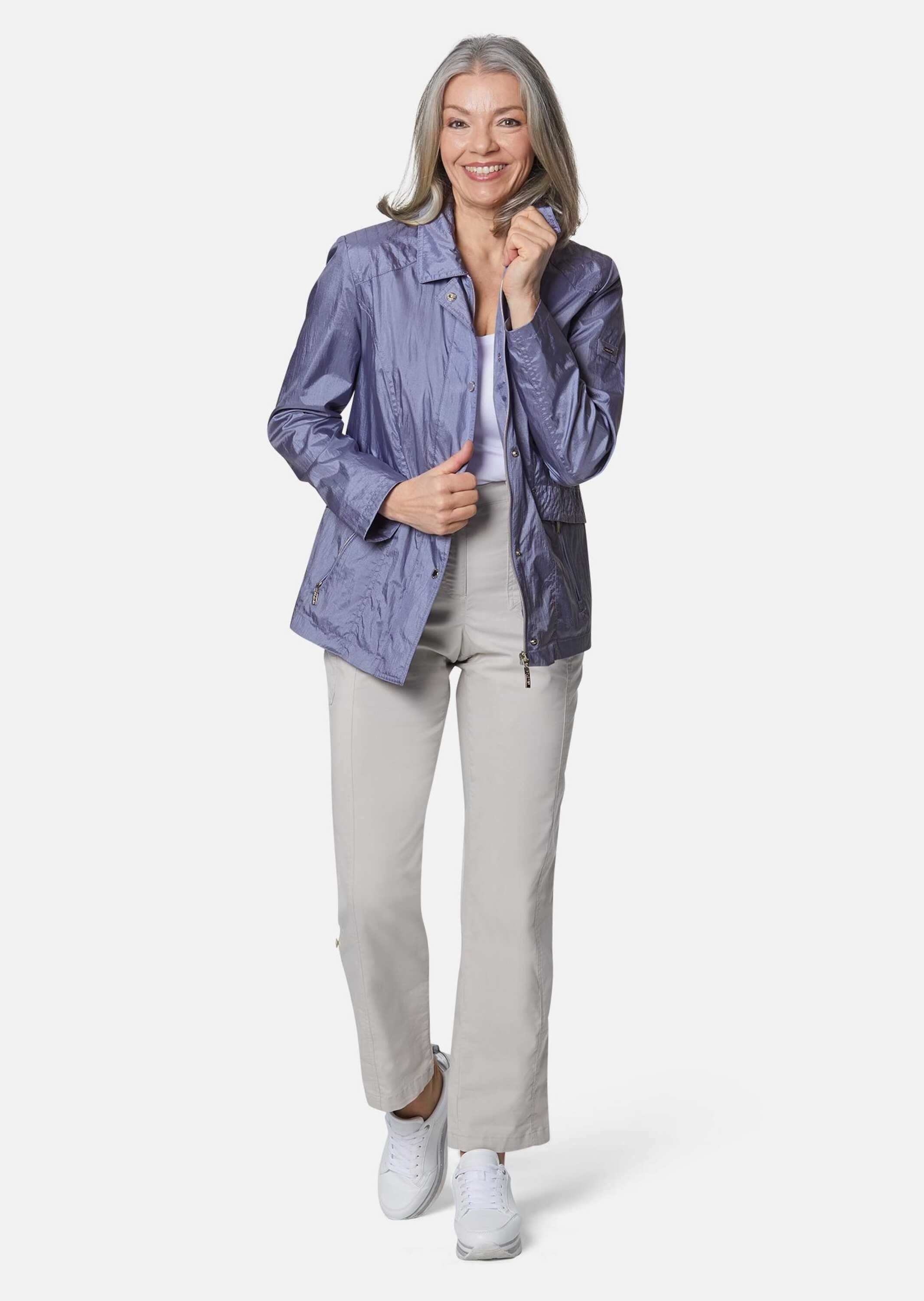 GOLDNER Outdoorjacke Freizeitjacke mit Steppdetails Outdoorjacke mit Hemdkragen, Reißverschluss, Druckknöpfen und Langarm
