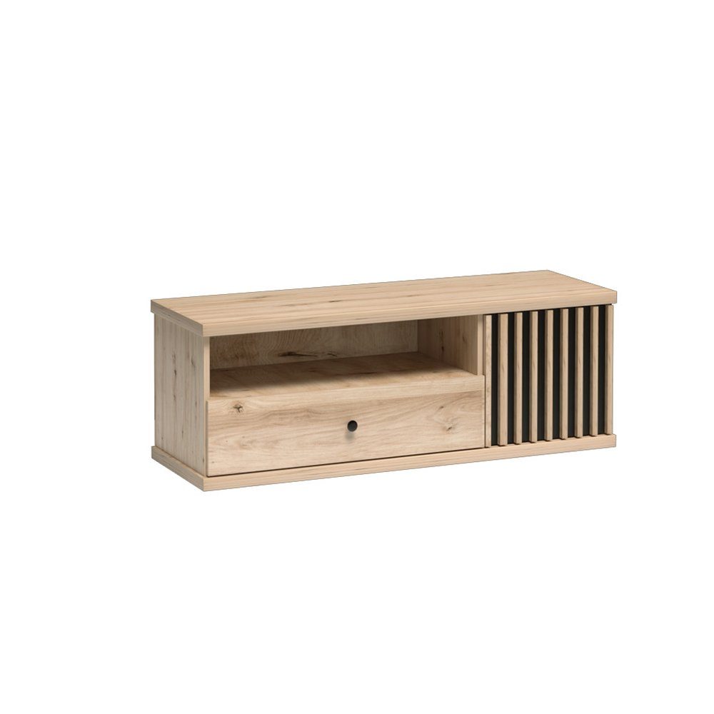 Compleo TV-Schrank BORDO, Lowboard mit Dekorative Lamellen, mit Schublade, Eiche Modern Wohnzimmer