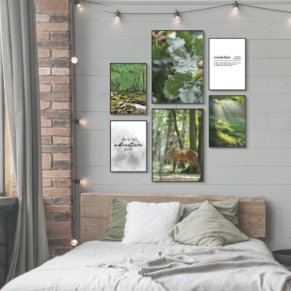 Artland Poster Abendteuer & Wanderlust, Wiesen & Baumbilder (Set, 6 St),  6er Set, 2xDIN A3 / 4xDIN A4, ohne Rahmen
