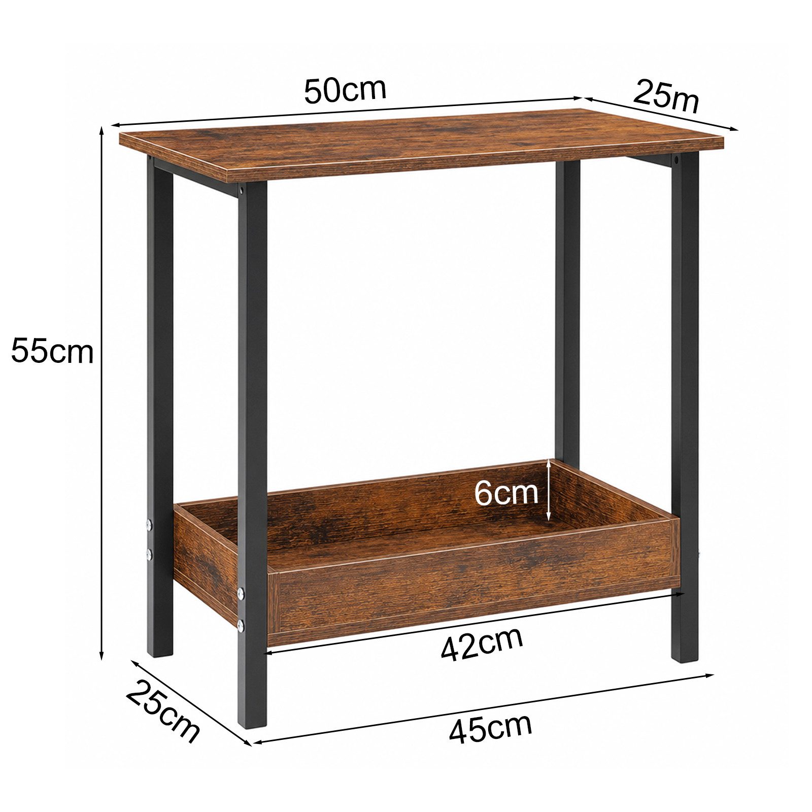 JEOBEST Beistelltisch Schmaler Beistelltisch, Sofatisch, Couchtisch mit Ladefunktion, (1-St., Nachttisch) Metallgestell, 25x 50cm – Bild 4 von 5
