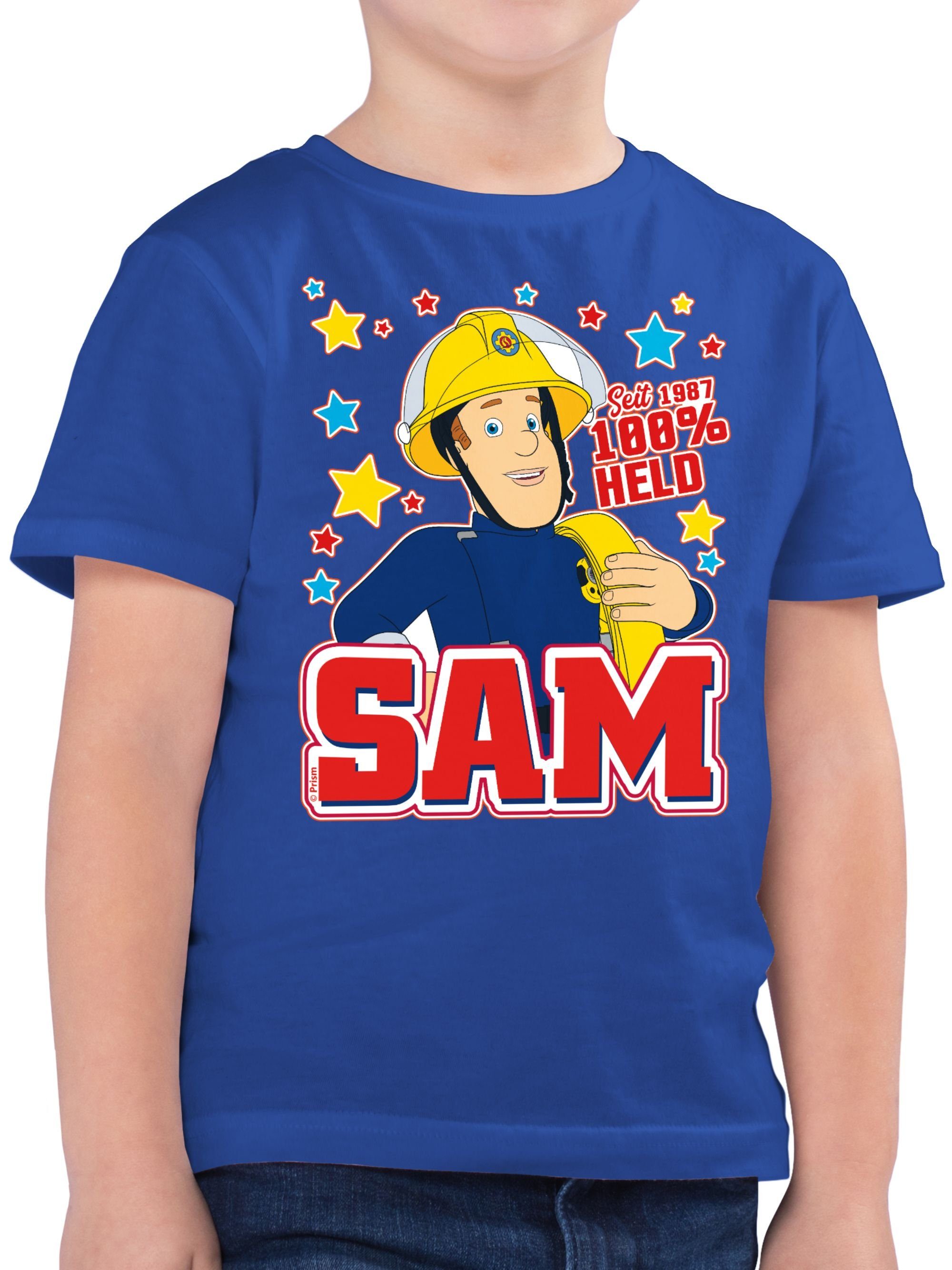 - Shirtracer Feuerwehrmann 02 - Jungen Royalblau Sam 1987 100% Seit T-Shirt Held Sam