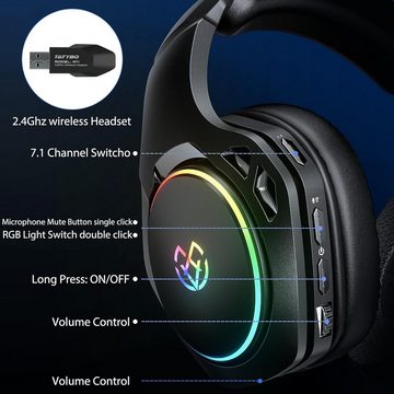 Tatybo WT01 Gaming-Headset (Audioqualität ohne Verlust, Bluetooth, mit abnehmbarem Mikrofon zur Geräuschunterdrückung, 20-Stunden-Akku)