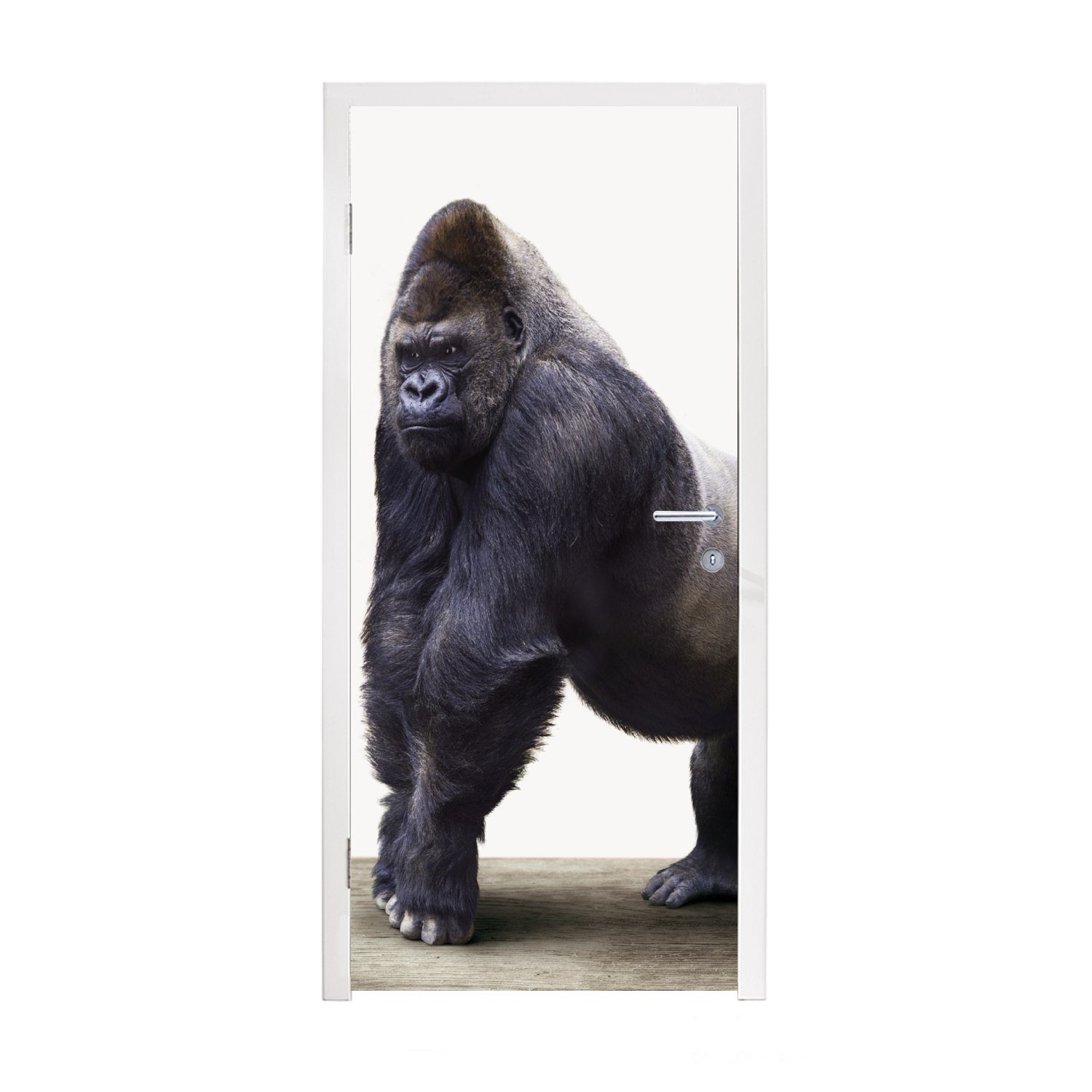 MuchoWow Türtapete Gorilla - Tiere - Jungen - Mädchen - Kinder, Matt, bedruckt, (1 St), Fototapete für Tür, Türaufkleber, 75x205 cm