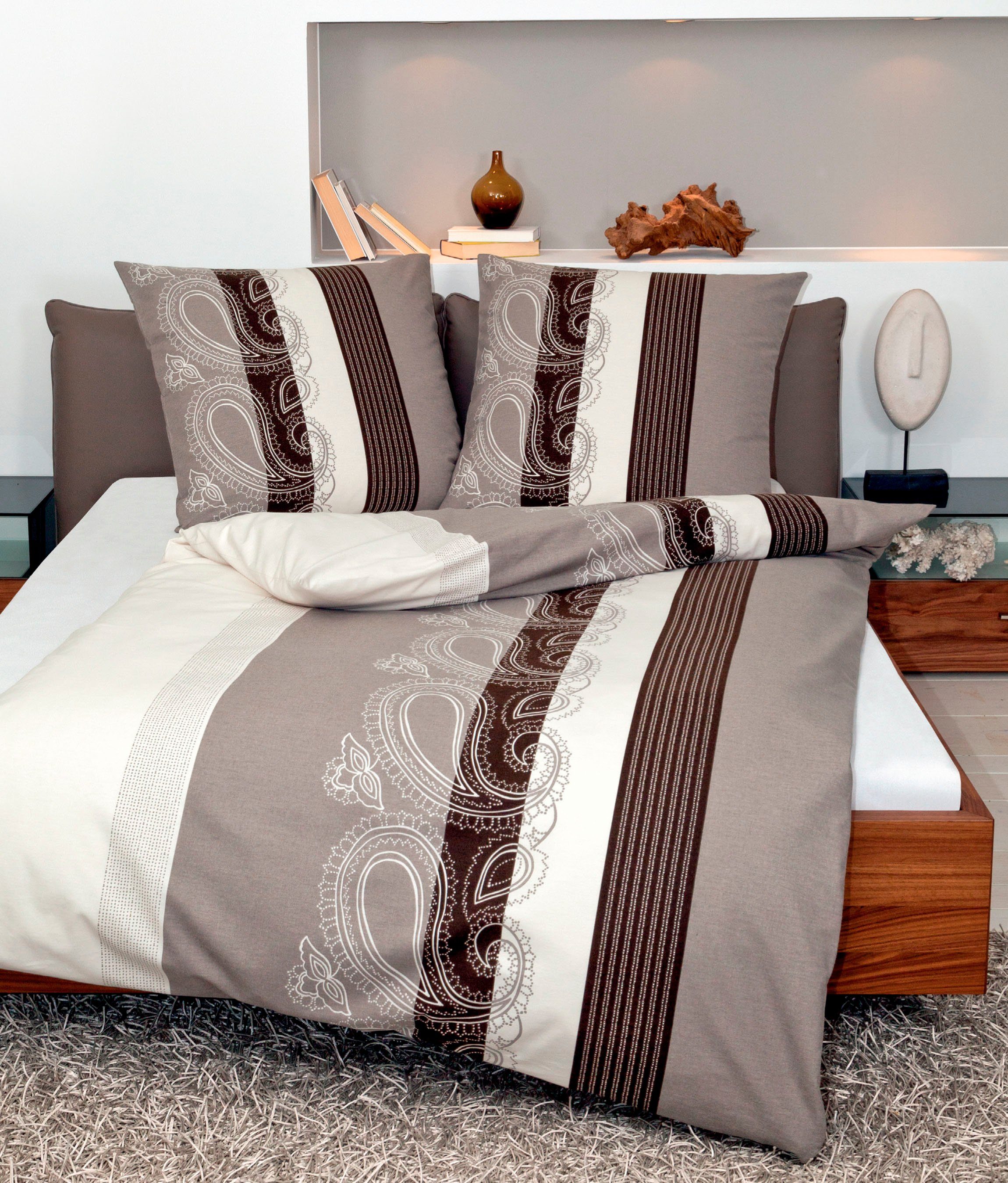 Janine Bettwäsche DAVOS 6456, Biber, 2 teilig, elegante Bettwäsche aus Baumwolle, in verschiedenen Qualitäten