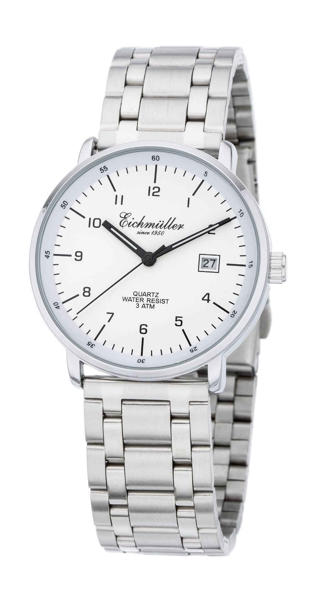 Quarzuhr Herrenuhr Weiss Metallband 38 mm 7027-03