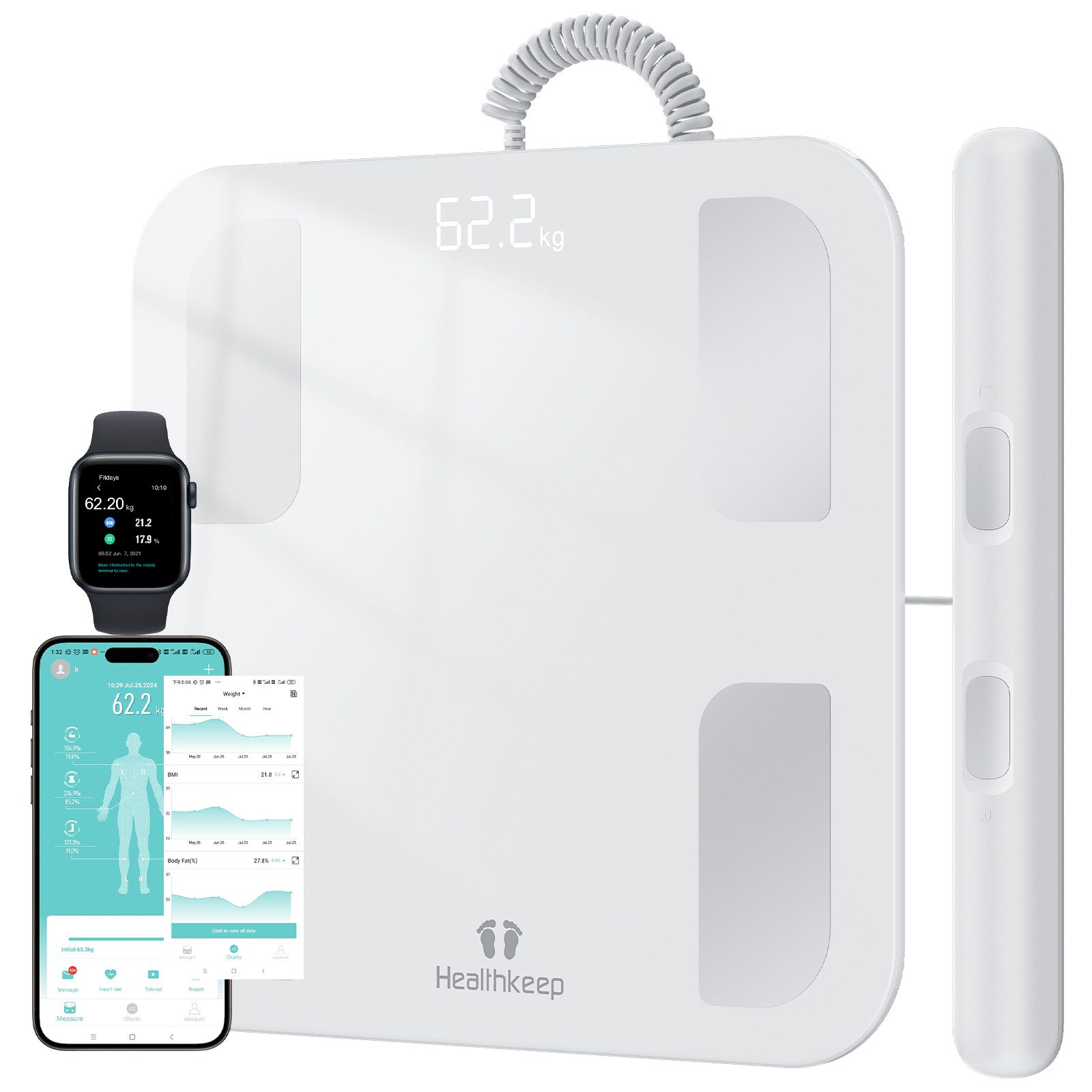 Personenwaage mit 8 Elektrodenmit App Intelligent für 18 analysierte Körperdaten