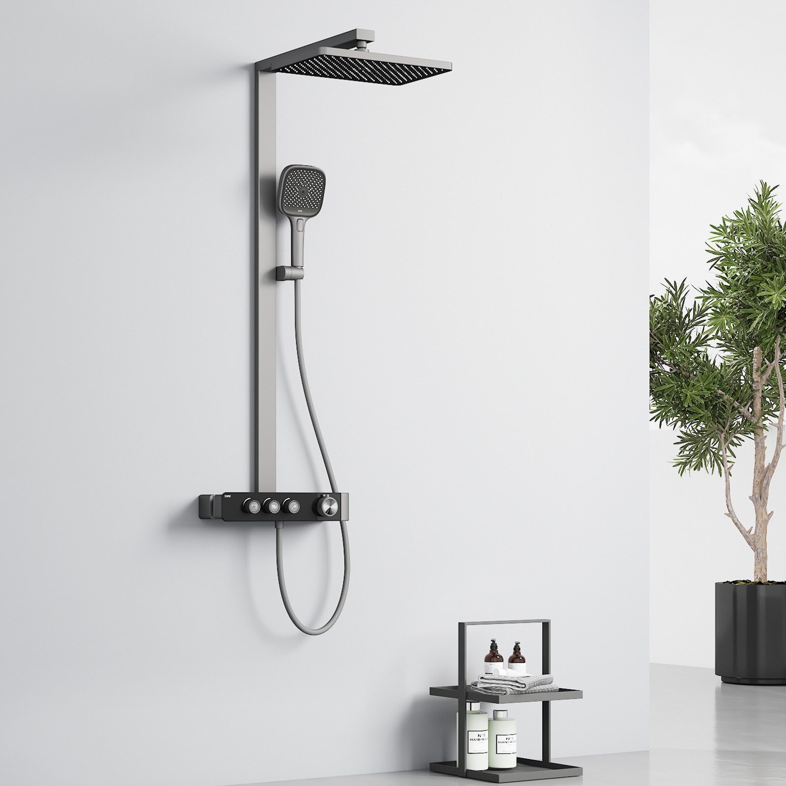 EMKE Duschsystem mit Thermostat, Regendusche und Handbrause – Höhenverstell günstig online kaufen