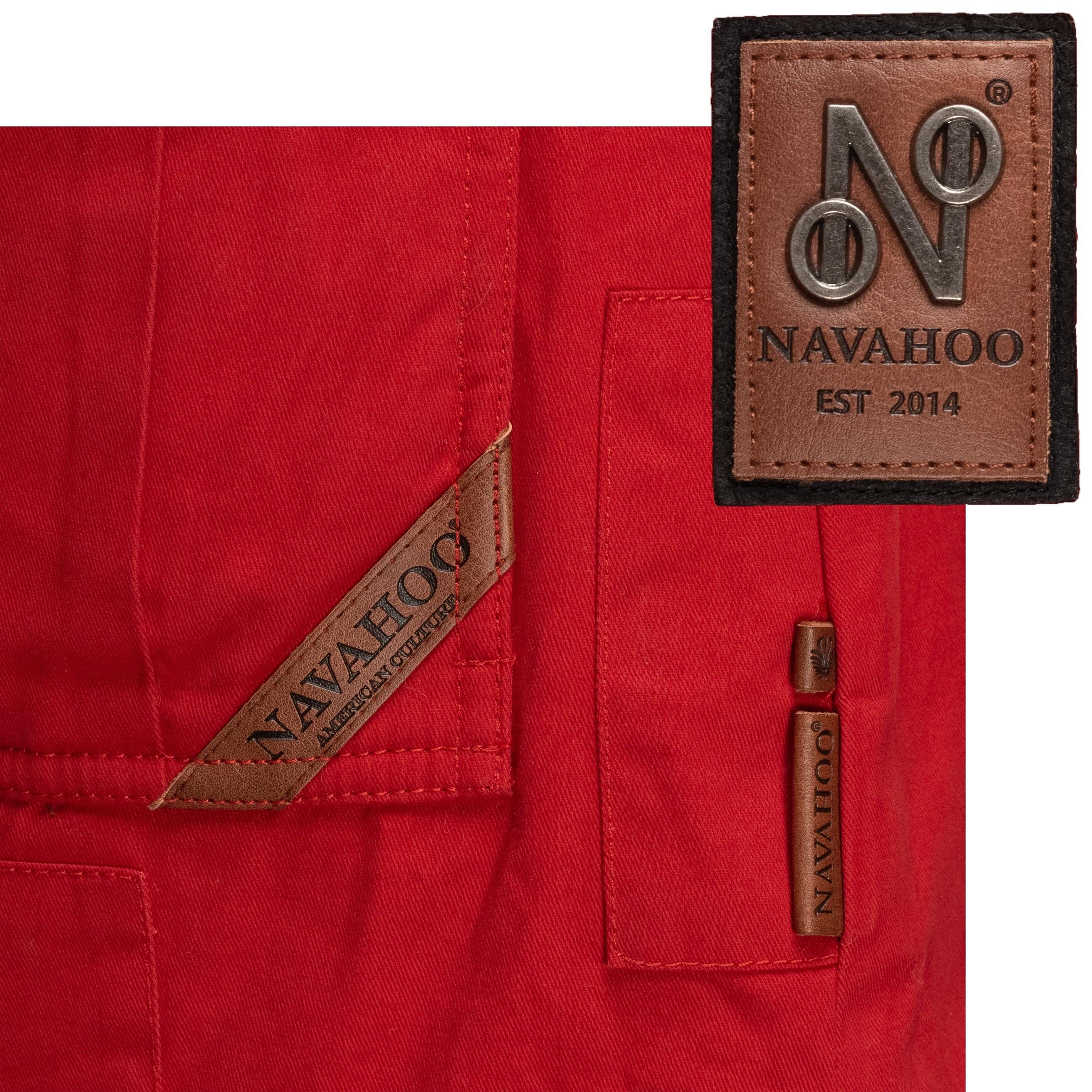 Navahoo Wintermantel Honigfee stylischer Baumwollparka mit Kunstfell-Kapuze rot