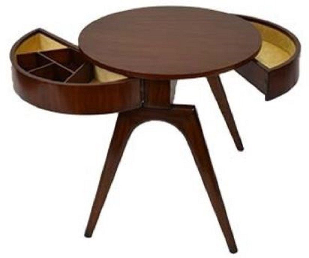 54 Tisch Padrino x Runder Dunkelbraun Schubladen Mahagoni Casa Luxus Beistelltisch 2 mit 54 - Ø Luxus Beistelltisch cm Qualität - H.