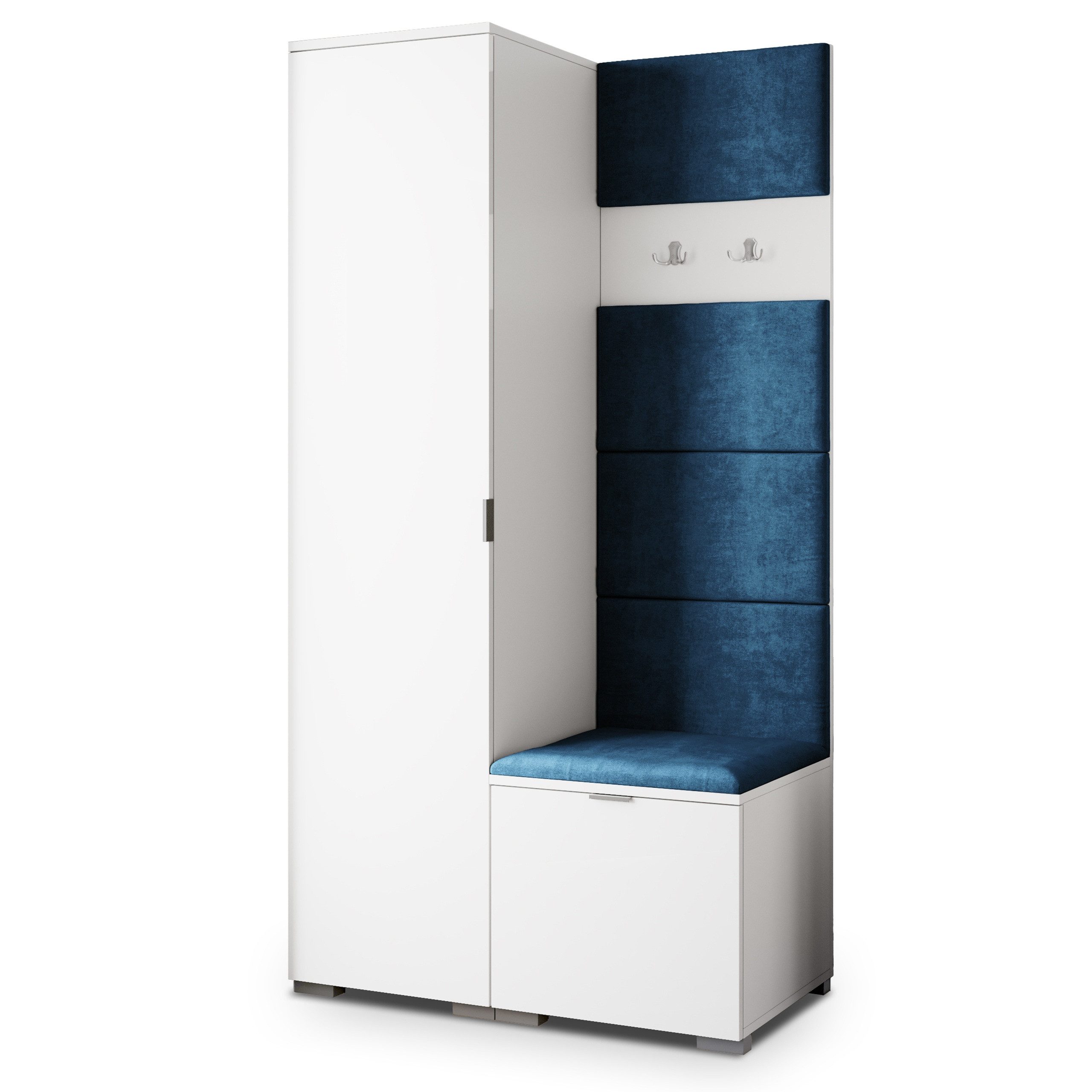 Masseno Garderobenschrank LORI 95 x 181 cm Garderoben-Set mit 1 Tür Weiß