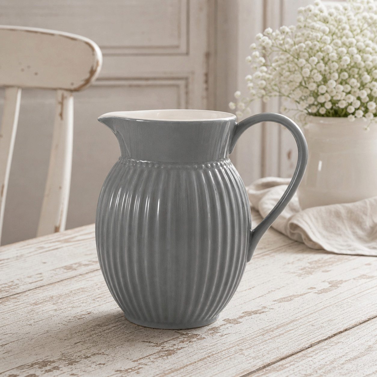 Greengate Wasserkrug GreenGate Krug Alice Steingrau 1,5 L
