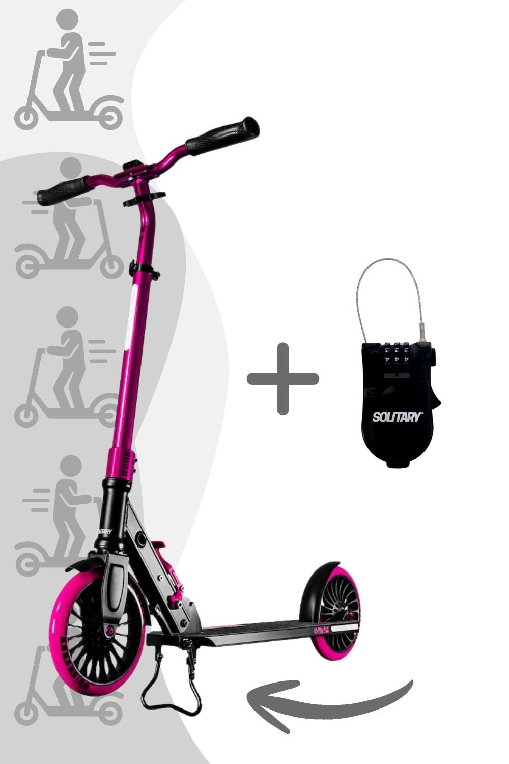 Solitary Laufrad Scooter S-200 inkl. gratis Sicherheitsschloss, Höhenverstellbare Lenker von 850 bis 990 mm