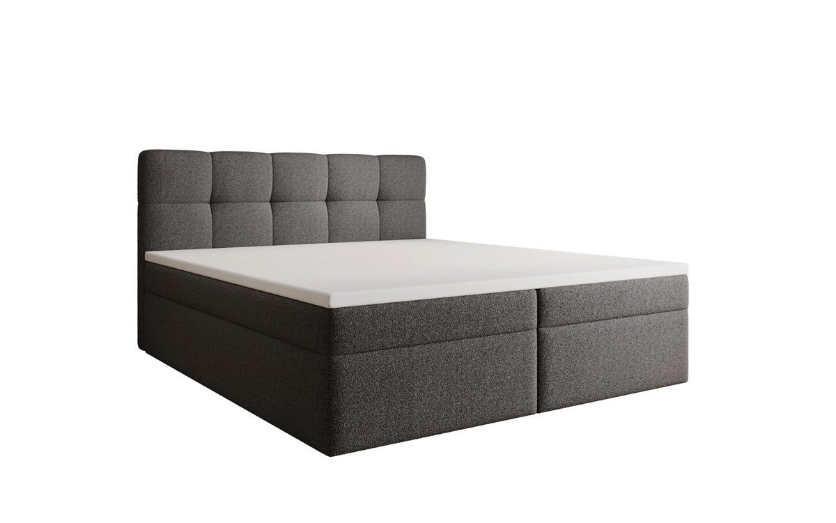 Luxusbetten24 Boxspringbett Cozy II in Teddy Bouclé, mit Stauraum, inklusive Topper