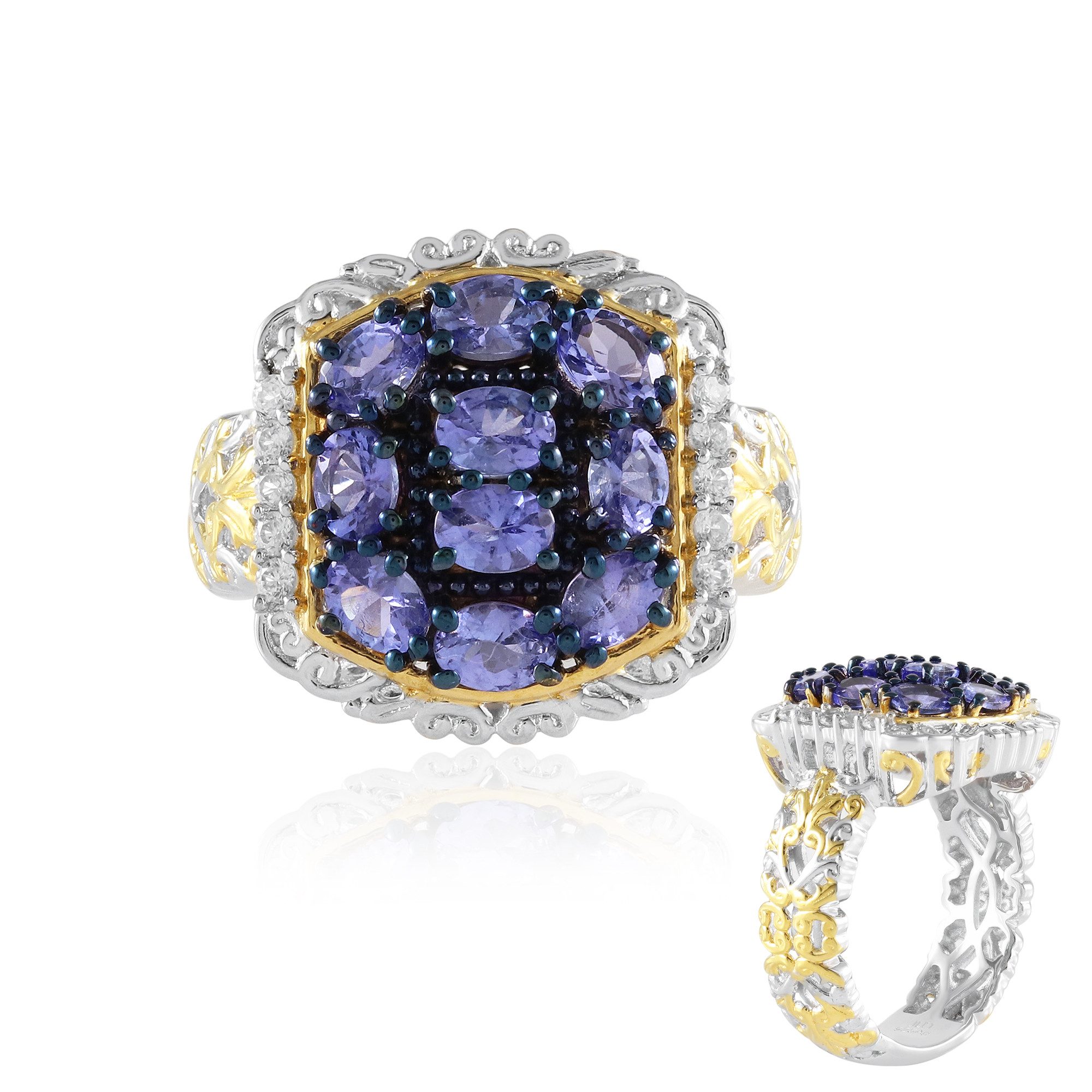 Cavill Silberring Tansanit Palladium-Plattierter Silber Ring (1-tlg)
