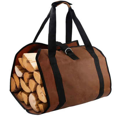 Silberstern Korbtasche Tragbare Aufbewahrungstasche für Brennholz im Freien, 39" x 19" Canvas-Einkaufstasche für Brennholzscheite